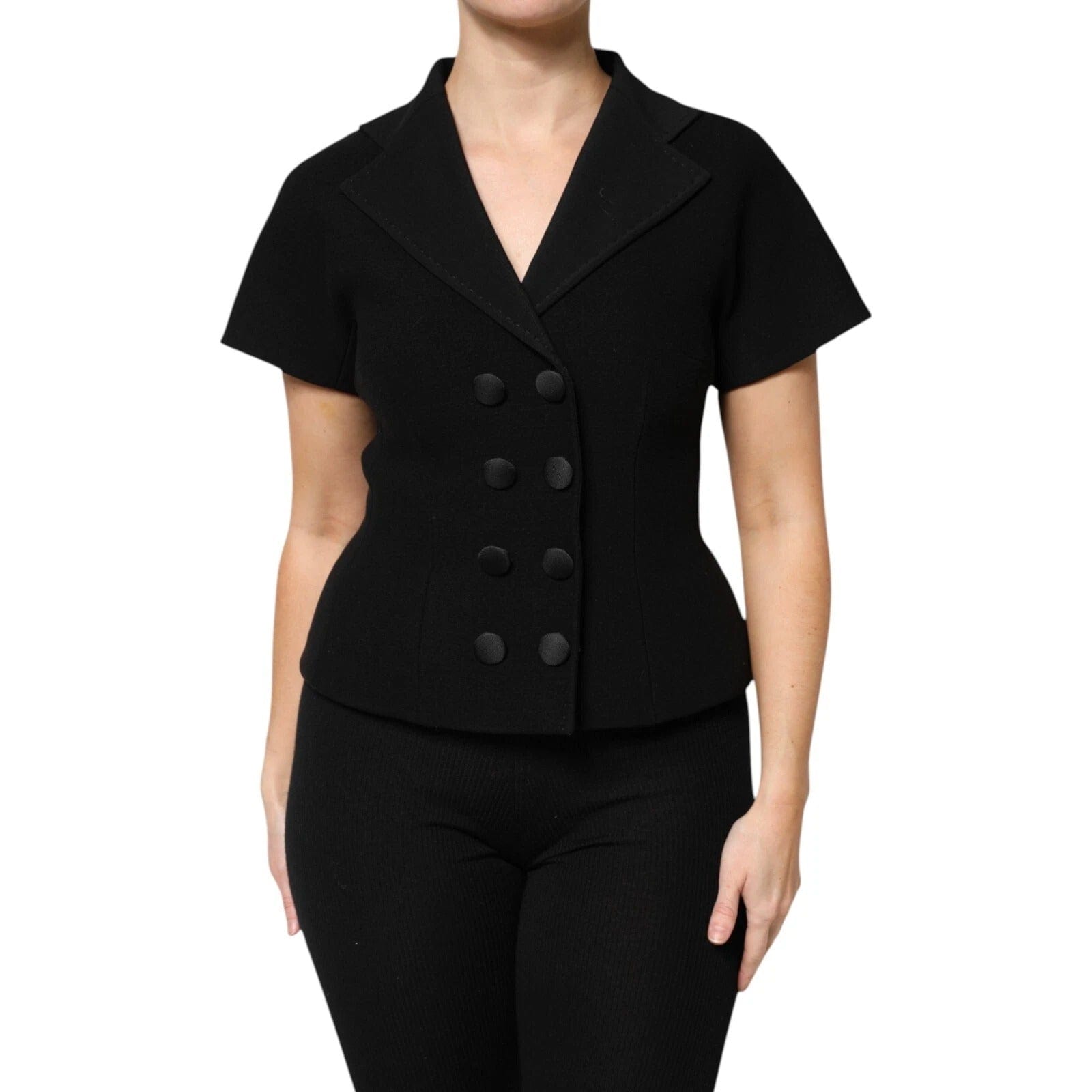 Dolce & Gabbana Black Wool Double Breasted Coat 5171b