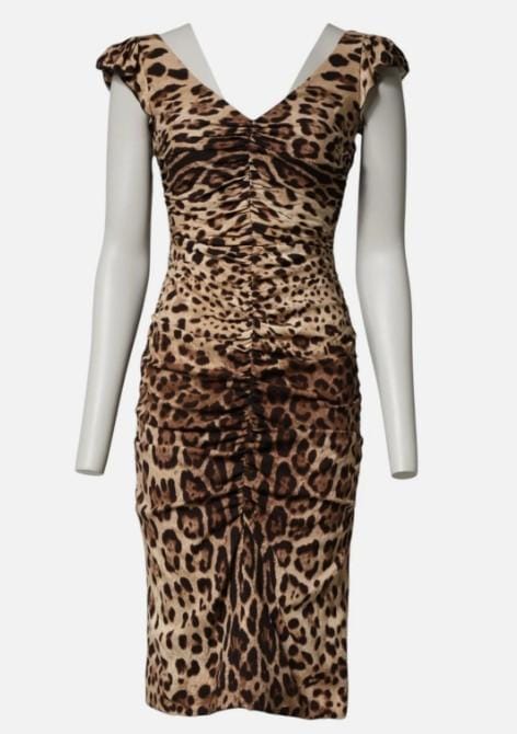 Dolce & Gabbana Dolce & Gabbana Dress Brown Leopard Sleeveless Sheath Midi DG44F