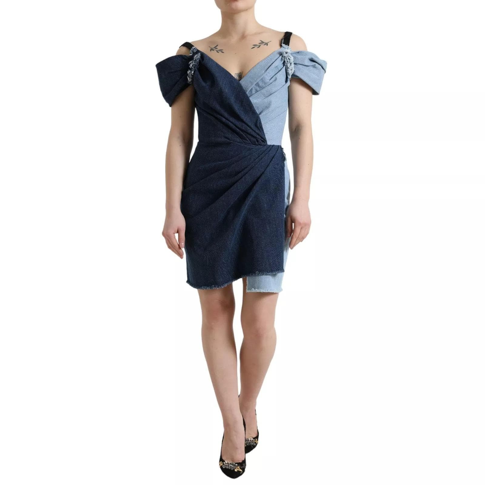 Dolce & Gabbana Dolce & Gabbana Dress Two Tone Blue Patchwork Denim Mini DG167F