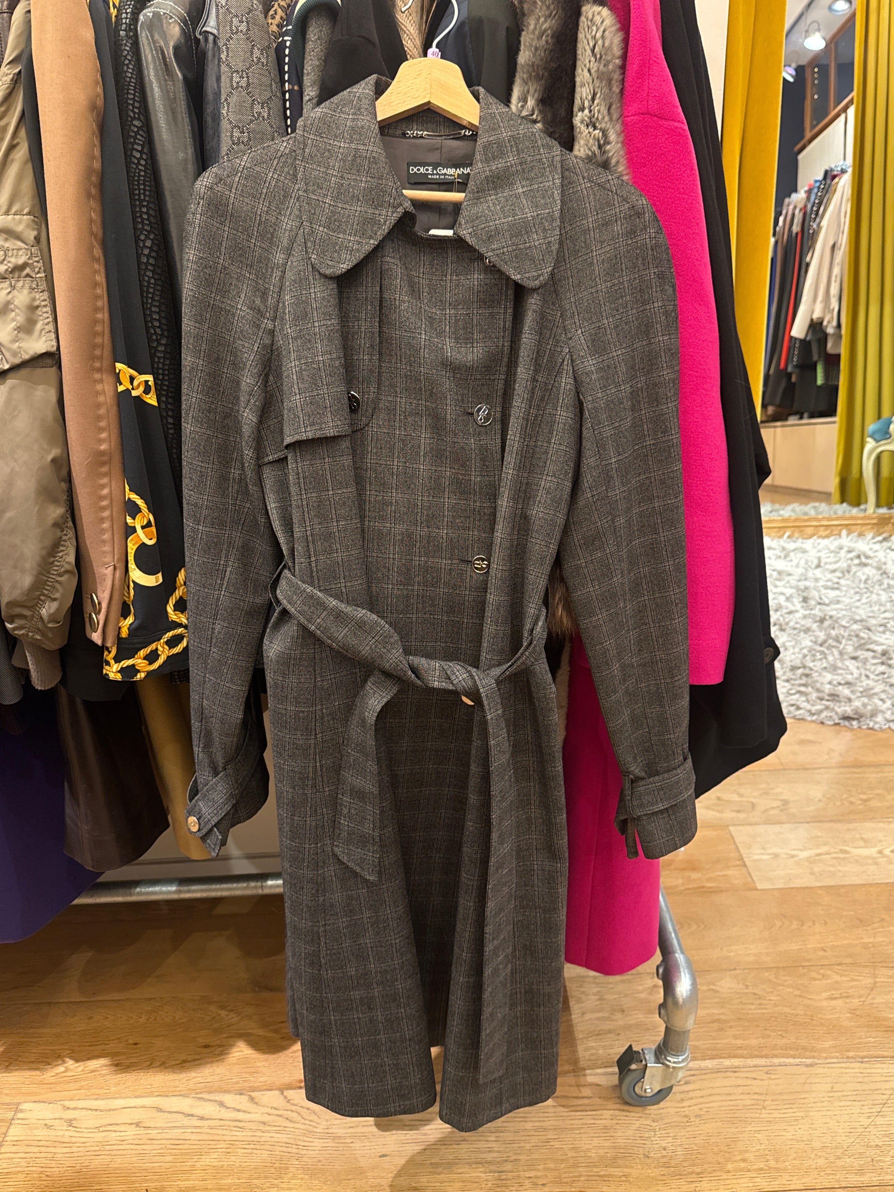 Dolce & Gabbana Dolce & Gabbana Grey check trench-coat AGC3136