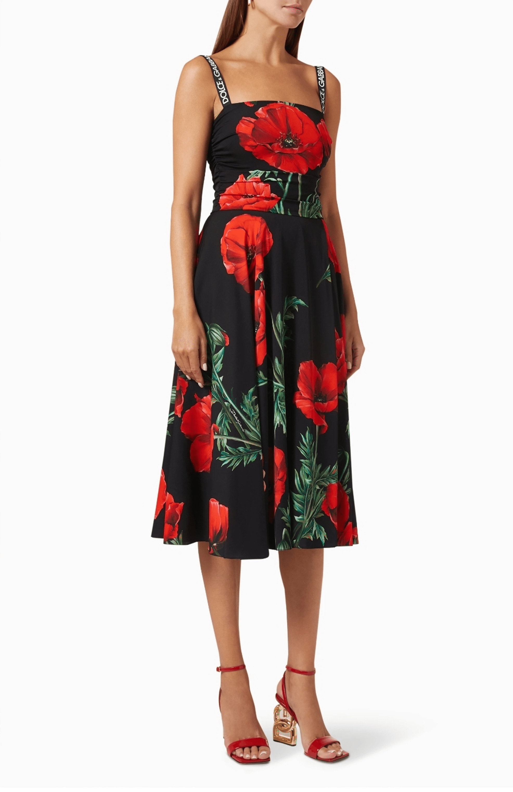 Dolce & Gabbana Dress Black red Flora 4060b