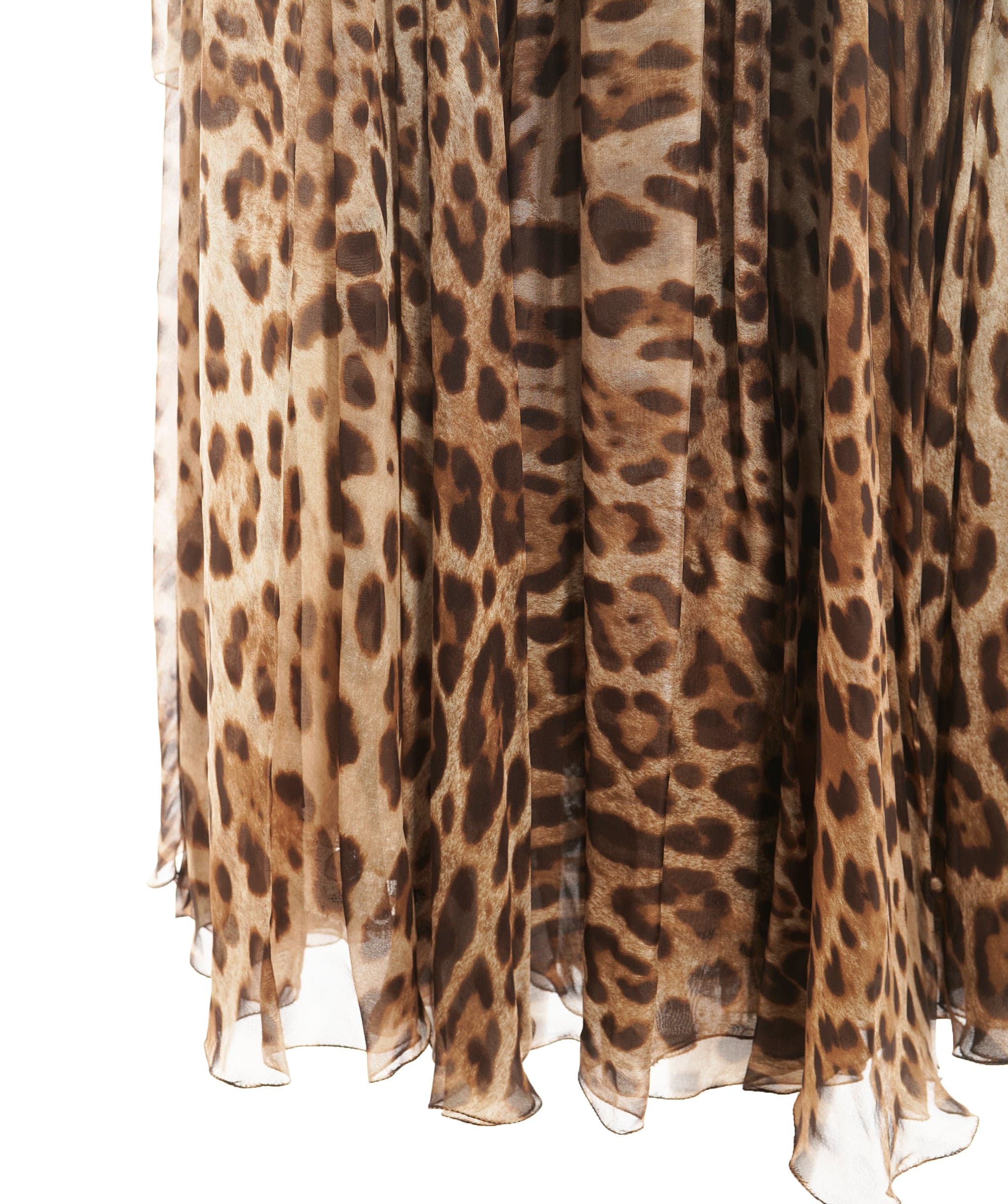 Dolce & Gabbana Dress Brown Leopard Print Silk Ruffled Midi size 42 4447b