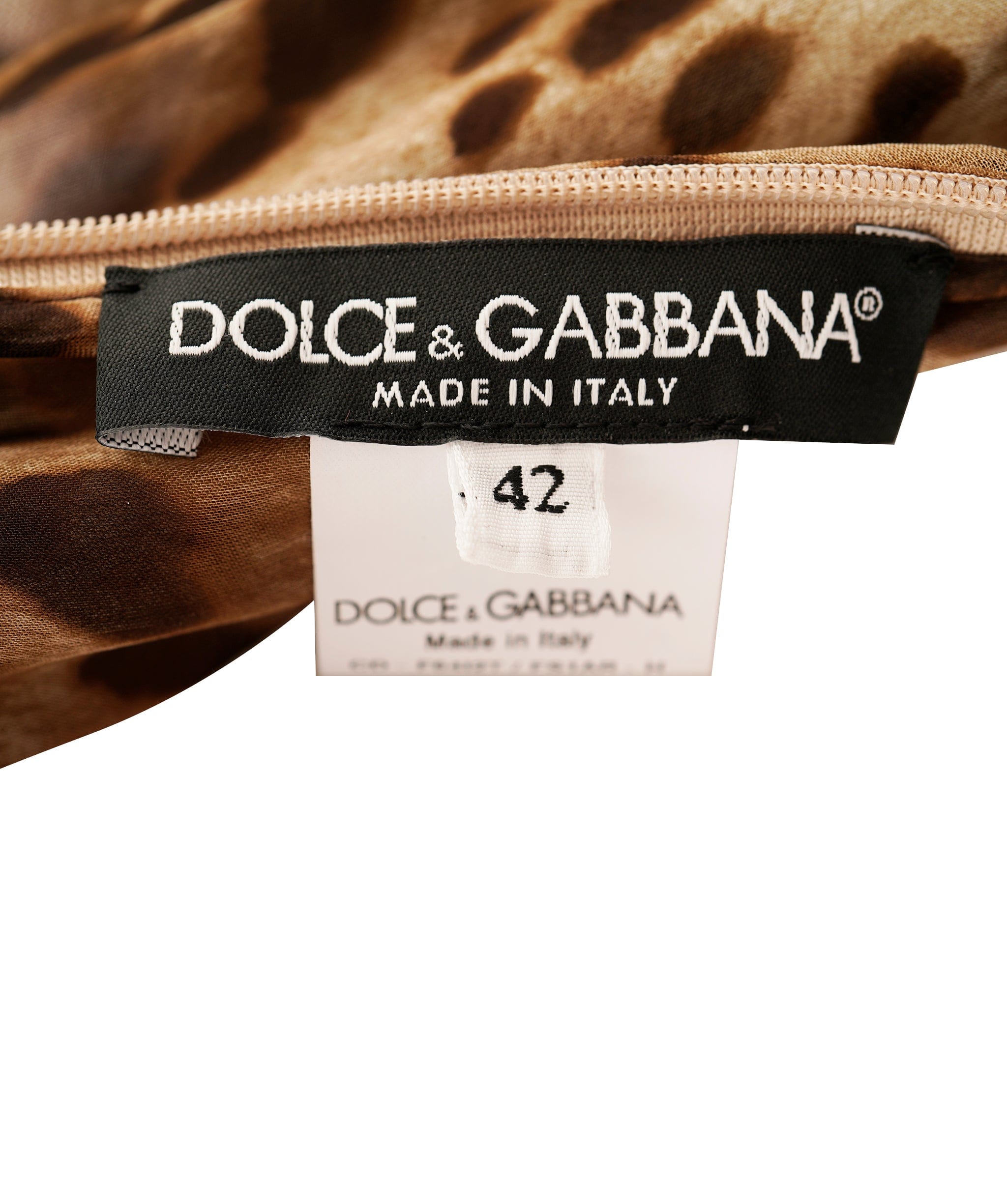 Dolce & Gabbana Dress Brown Leopard Print Silk Ruffled Midi size 42 4447b