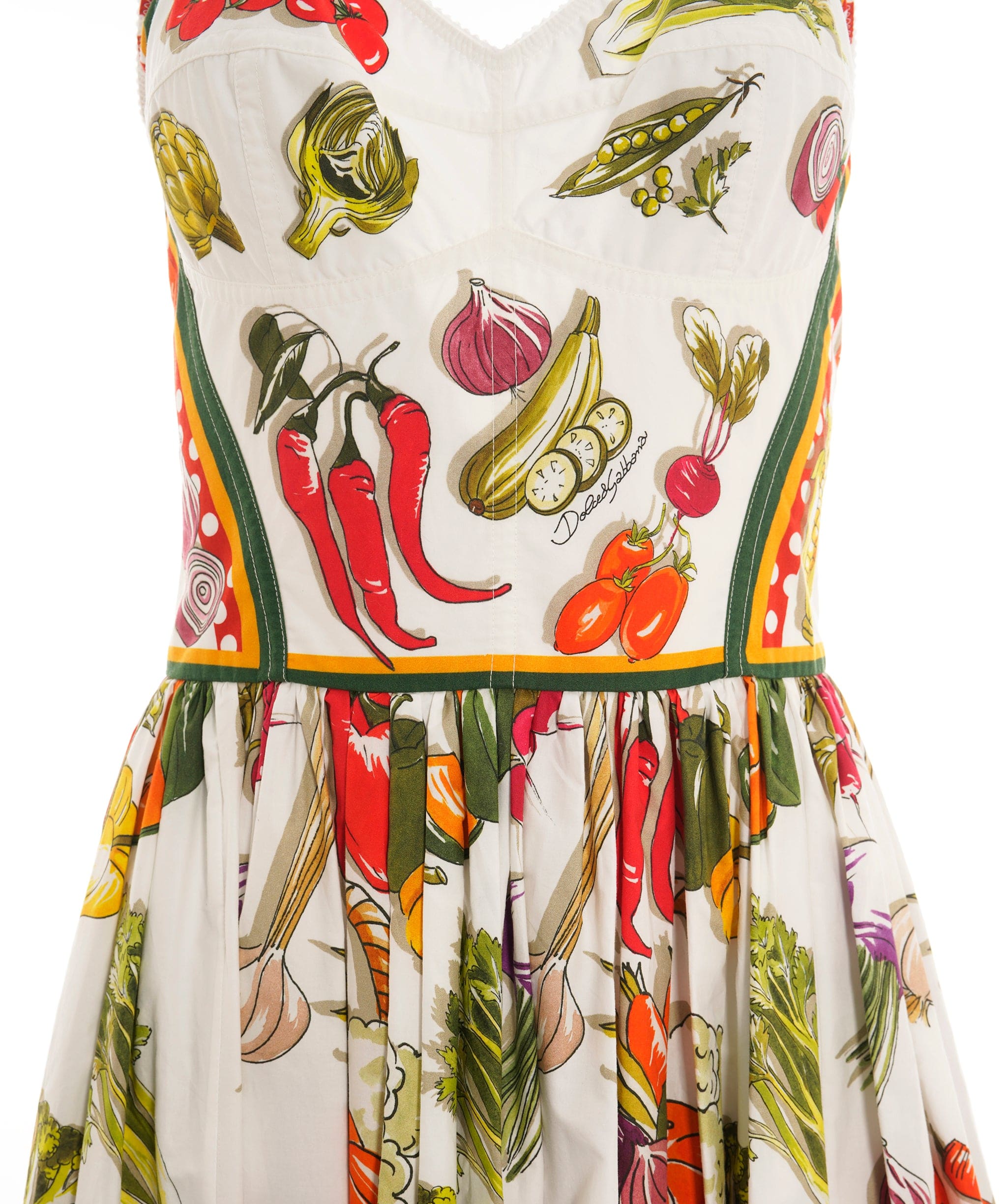 Dolce & Gabbana Dress Long Multicolor vegetables dots size 42 4127b