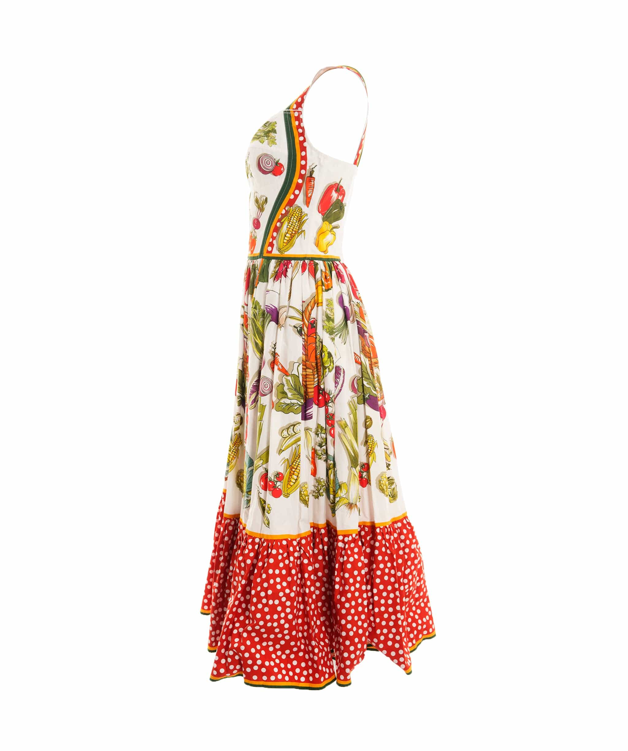 Dolce & Gabbana Dress Long Multicolor vegetables dots size 42 4127b