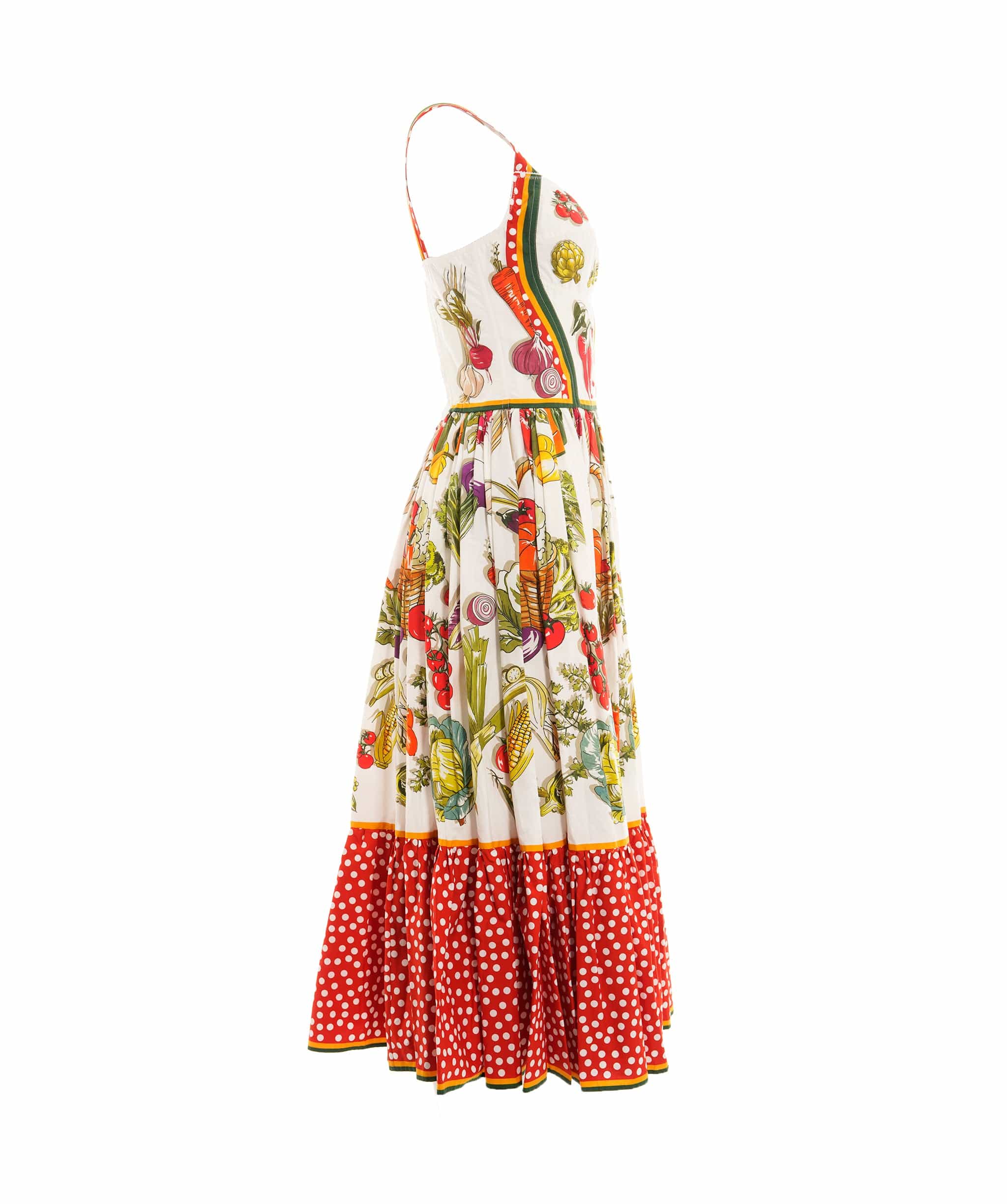 Dolce & Gabbana Dress Long Multicolor vegetables dots size 42 4127b