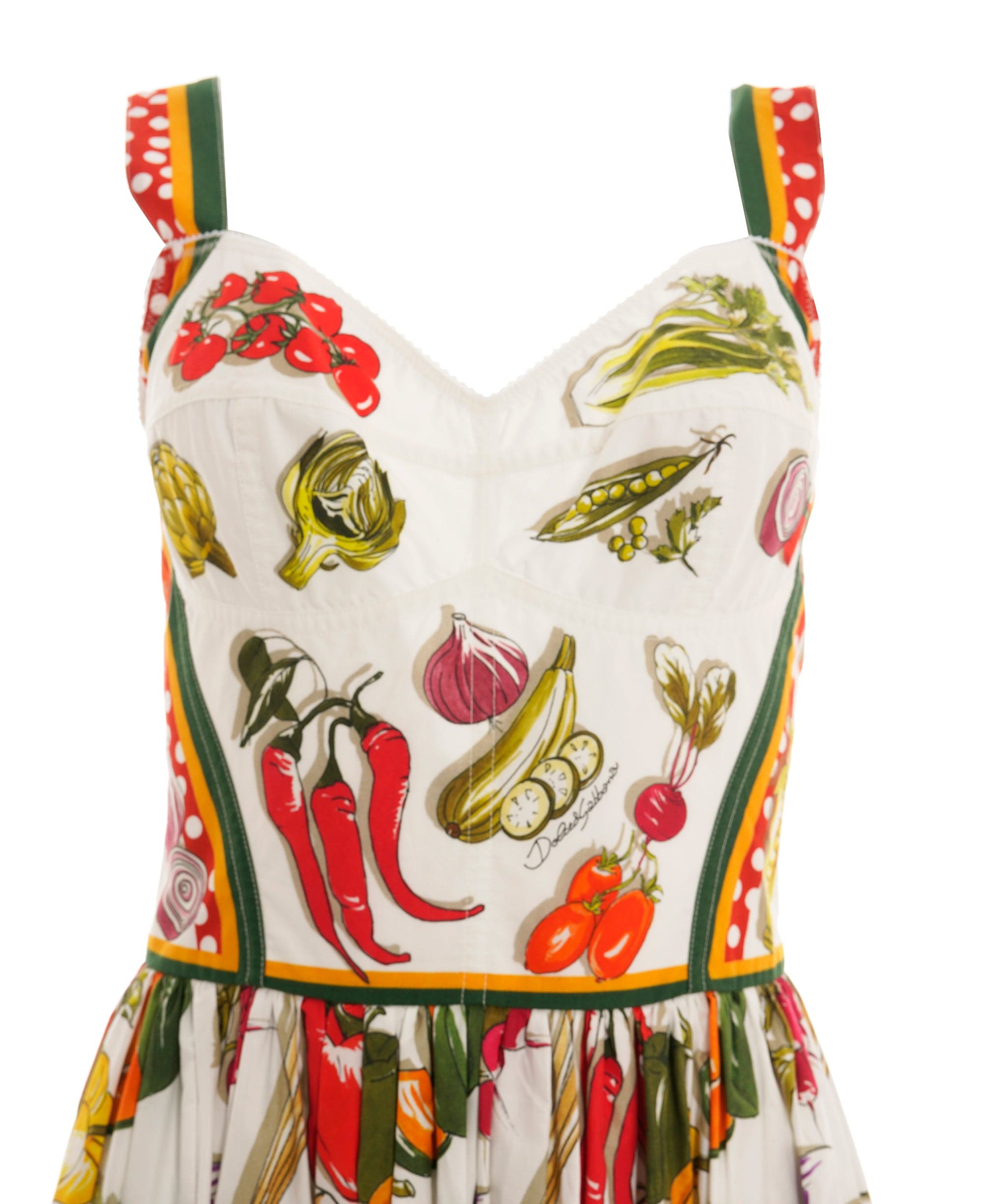 Dolce & Gabbana Dress Long Multicolor vegetables dots size 42 4127b