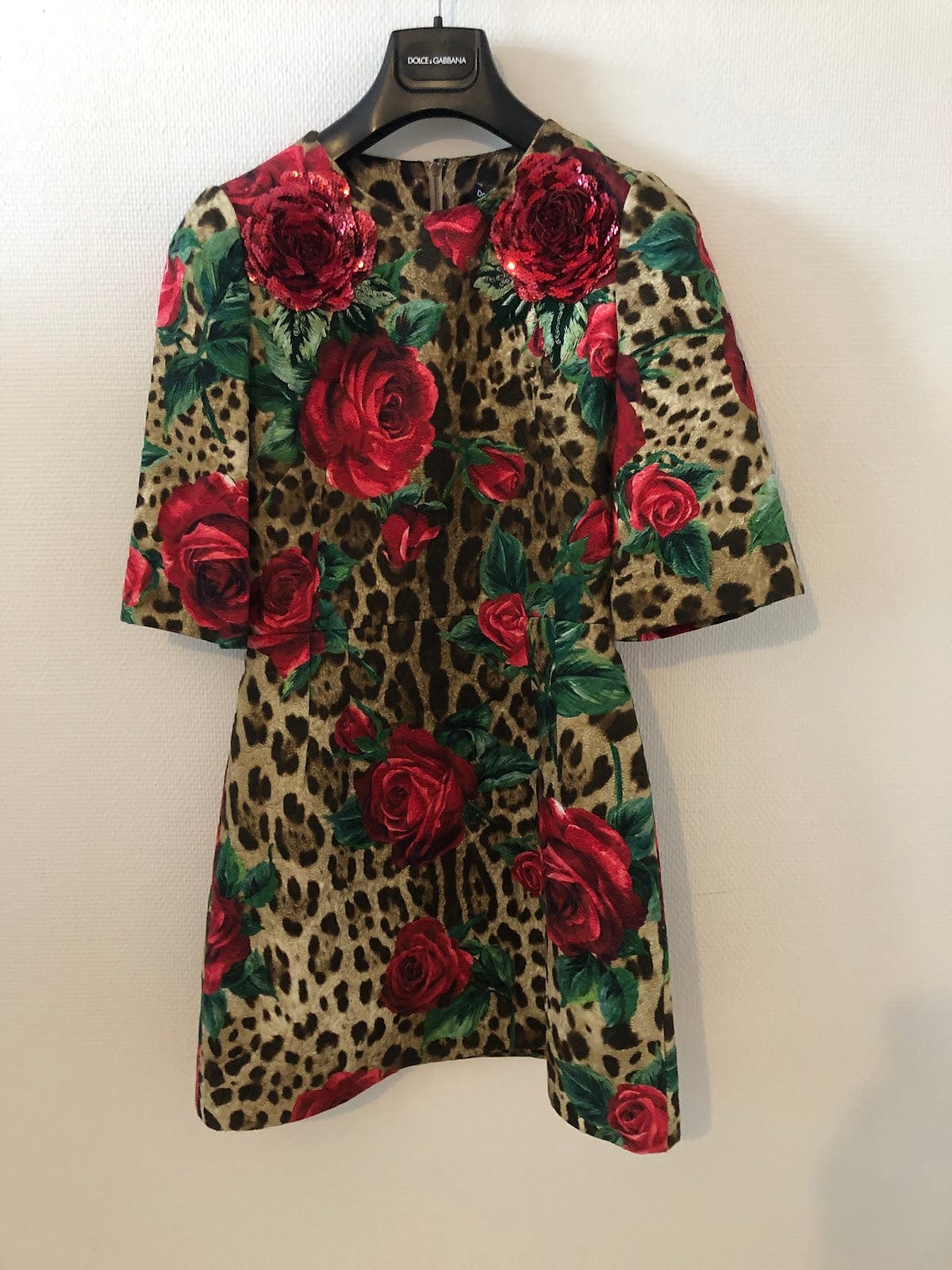 Dolce & Gabbana Leopard dress with big red roses 4175b