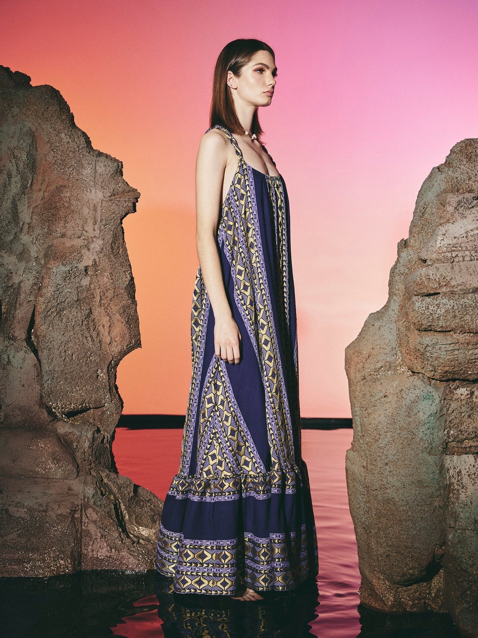 Dress Hoursy Braids Long Navy Blue | فستان نسائي - Maison Clad