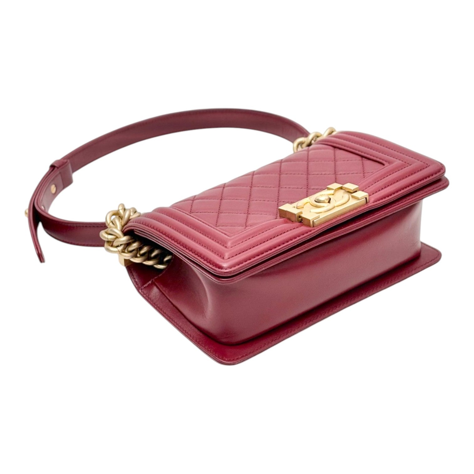 Chanel Small LeBoy in Burgundy Lambskin with Gold hardware