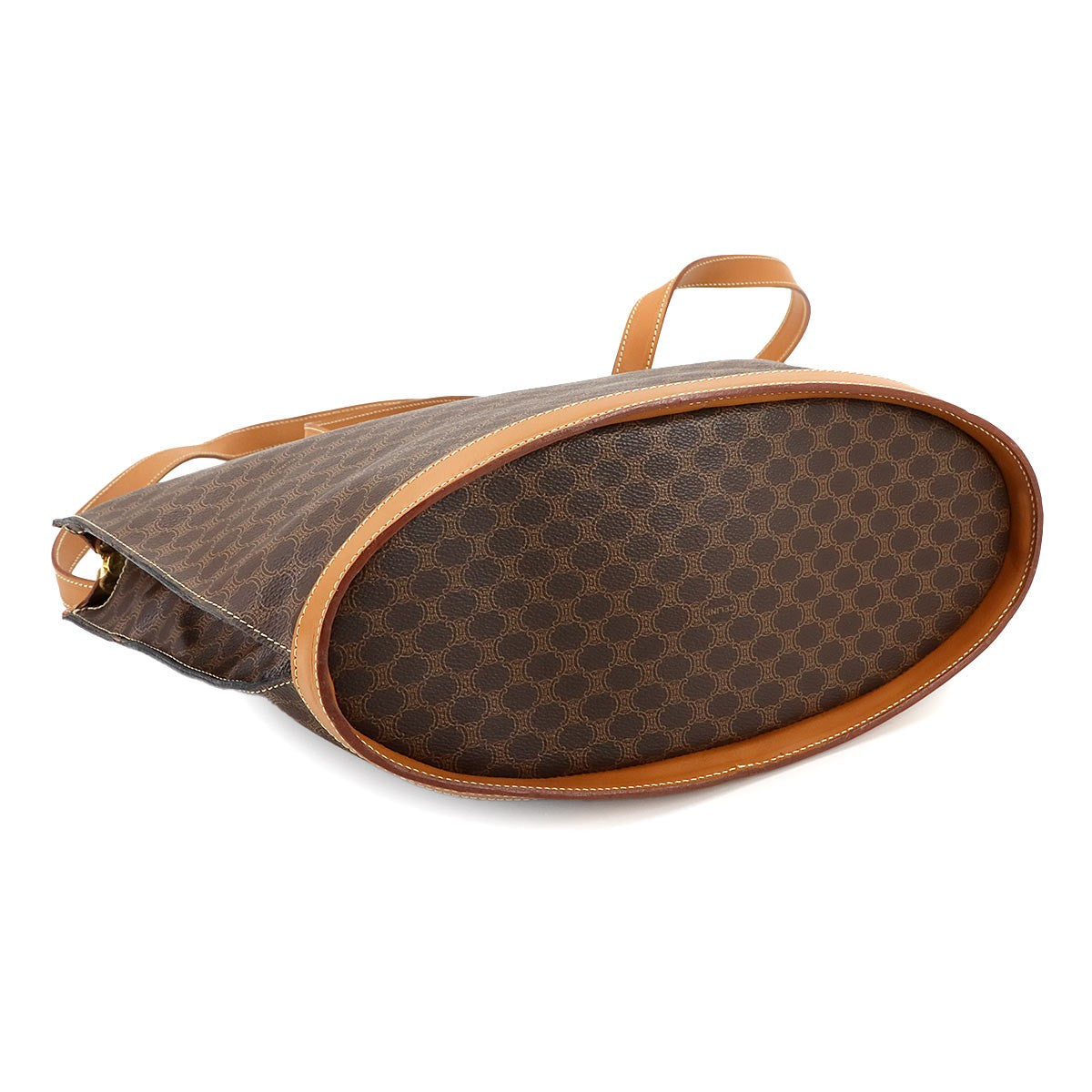 CELINE Macadam Tote Bag PVC Leather Brown Vintage Purse 902752653