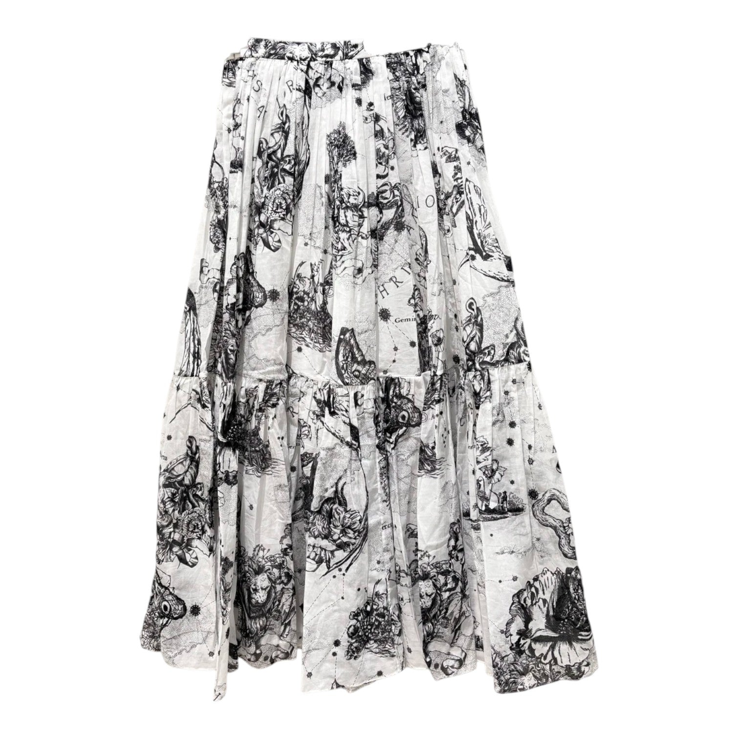 Dior White Toile de Jouy Zodiac Print Skirt - Size 36