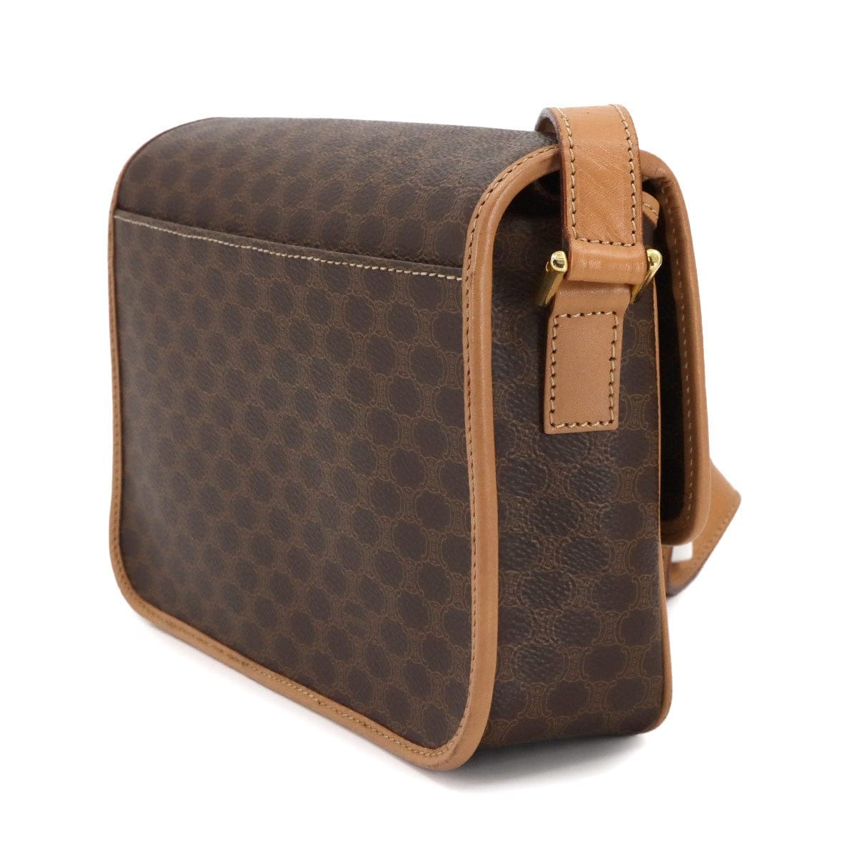 CELINE Macadam Shoulder Bag PVC Leather Brown Circle Logos Vintage 902998432