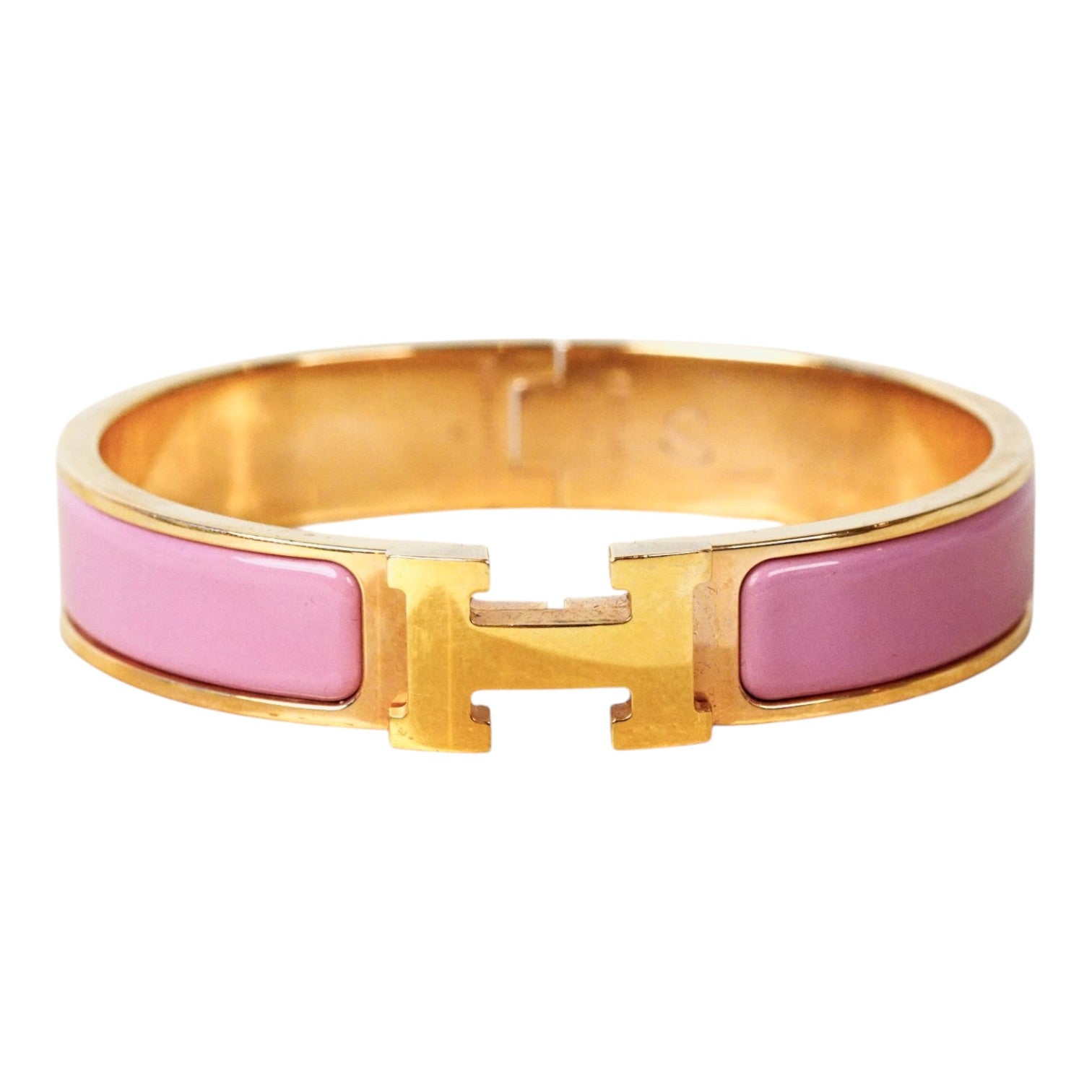 Hermes H Clic Bracelet in Rose Cendre with GHW