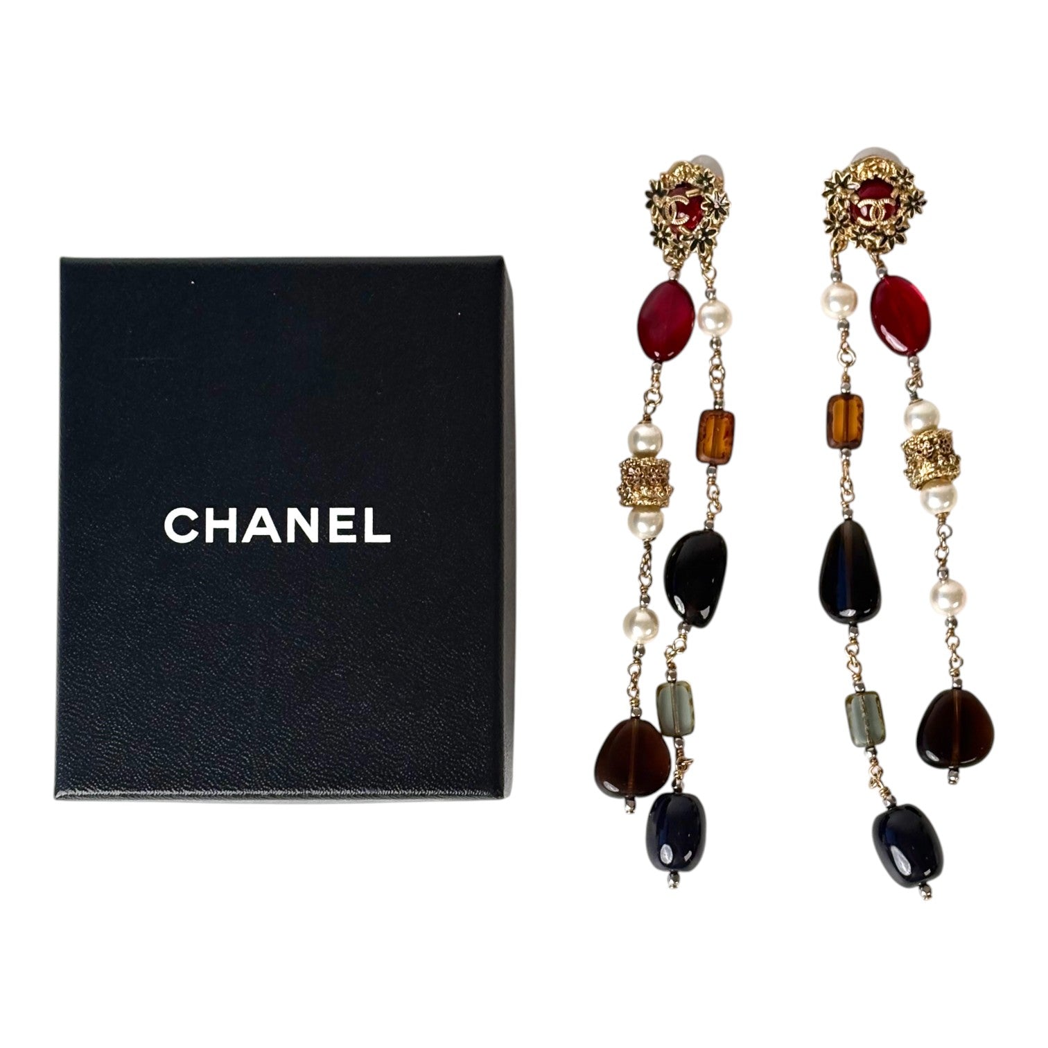 Chanel Multi-Coloured Gripoix Drop Earrings