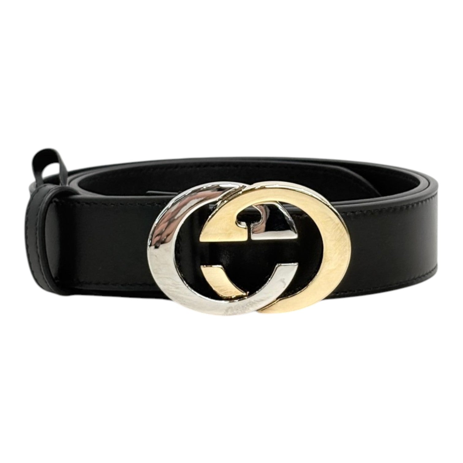 Gucci Black with Two Tone GG Logo Buckle Belt - 90CM