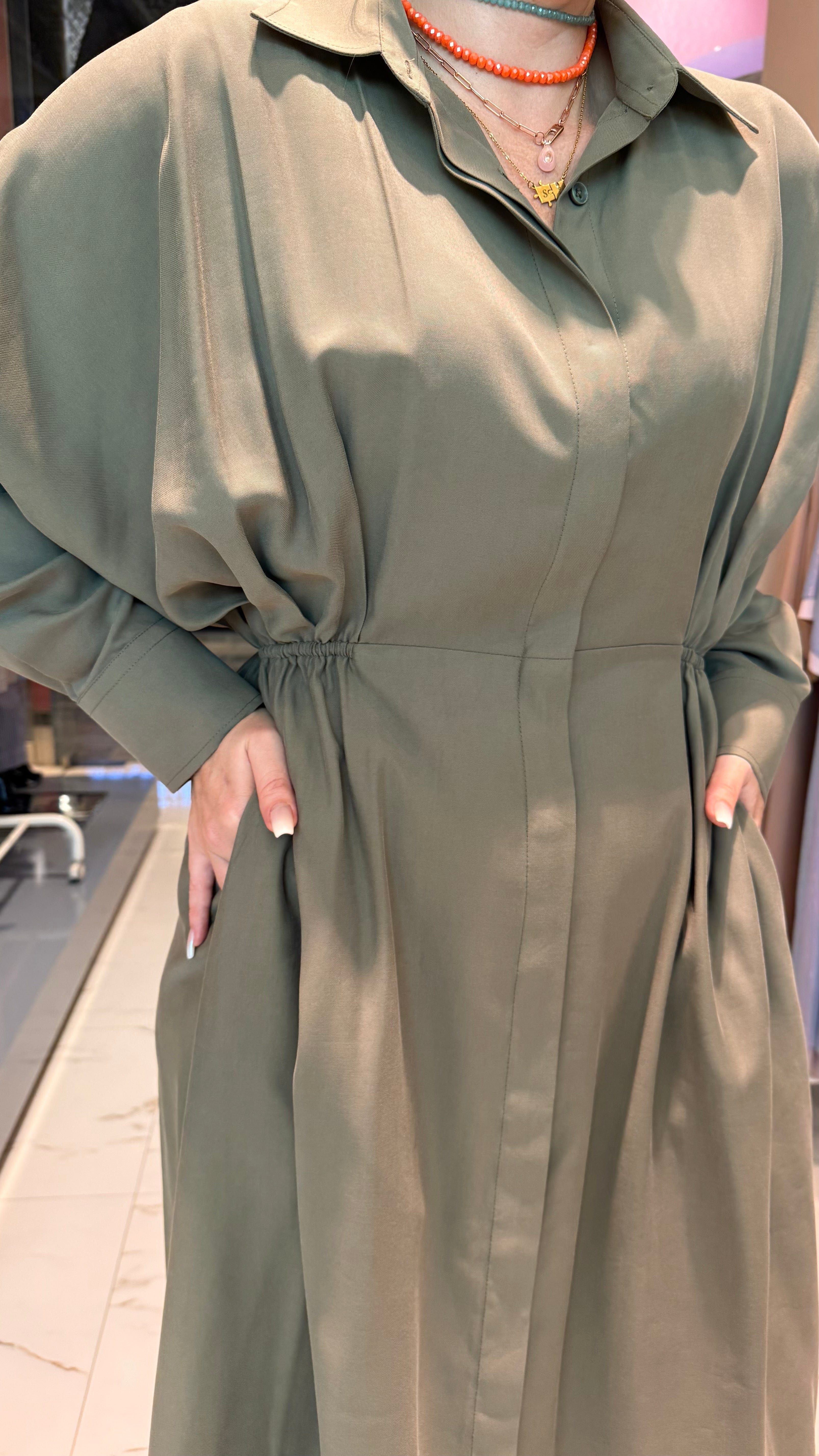 ESSENTIALS5IVE BUTTONED DOWN MAXI SHIRT DRESS (بنطلون) “LIKA”