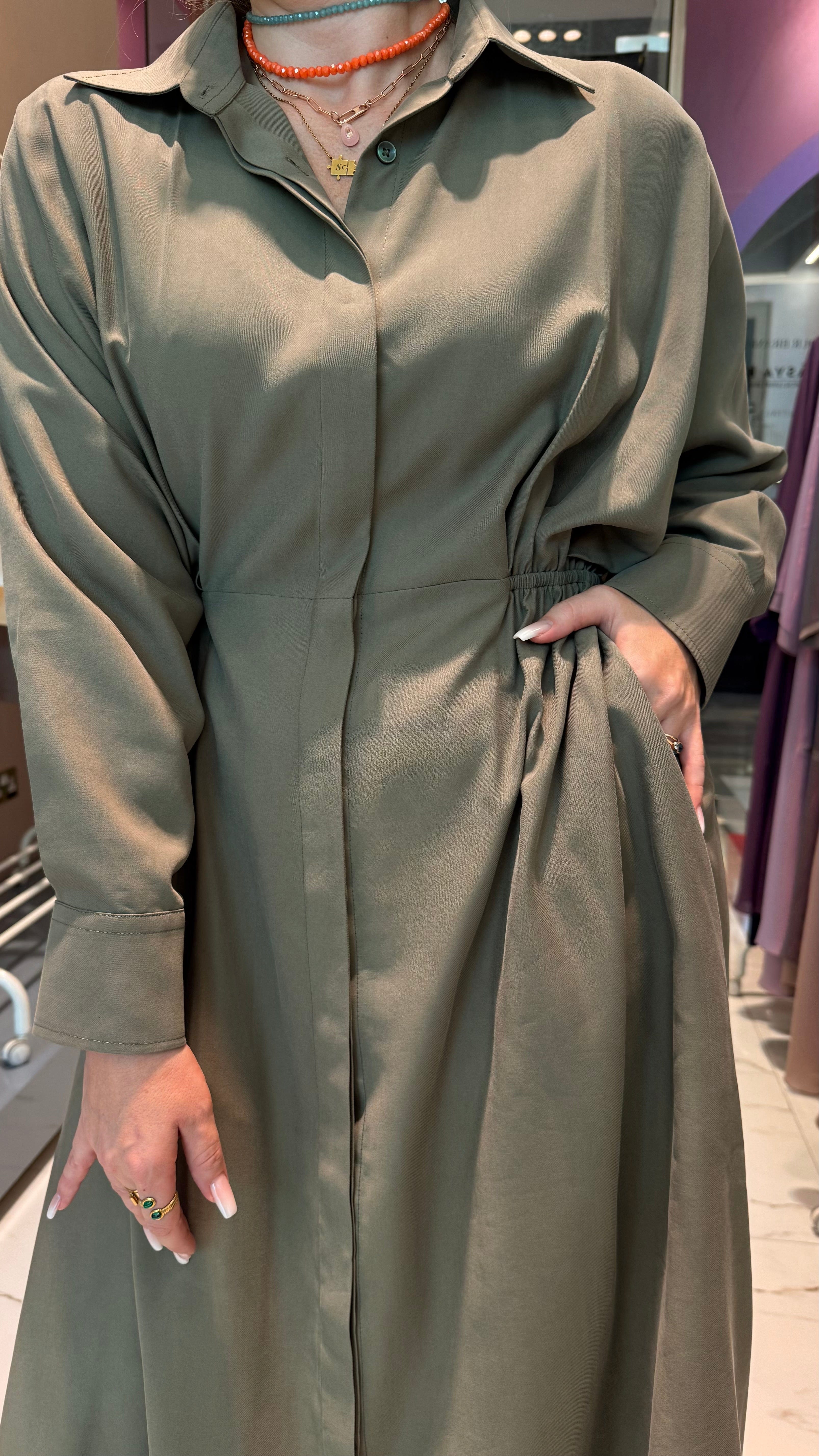 ESSENTIALS5IVE BUTTONED DOWN MAXI SHIRT DRESS (بنطلون) “LIKA”