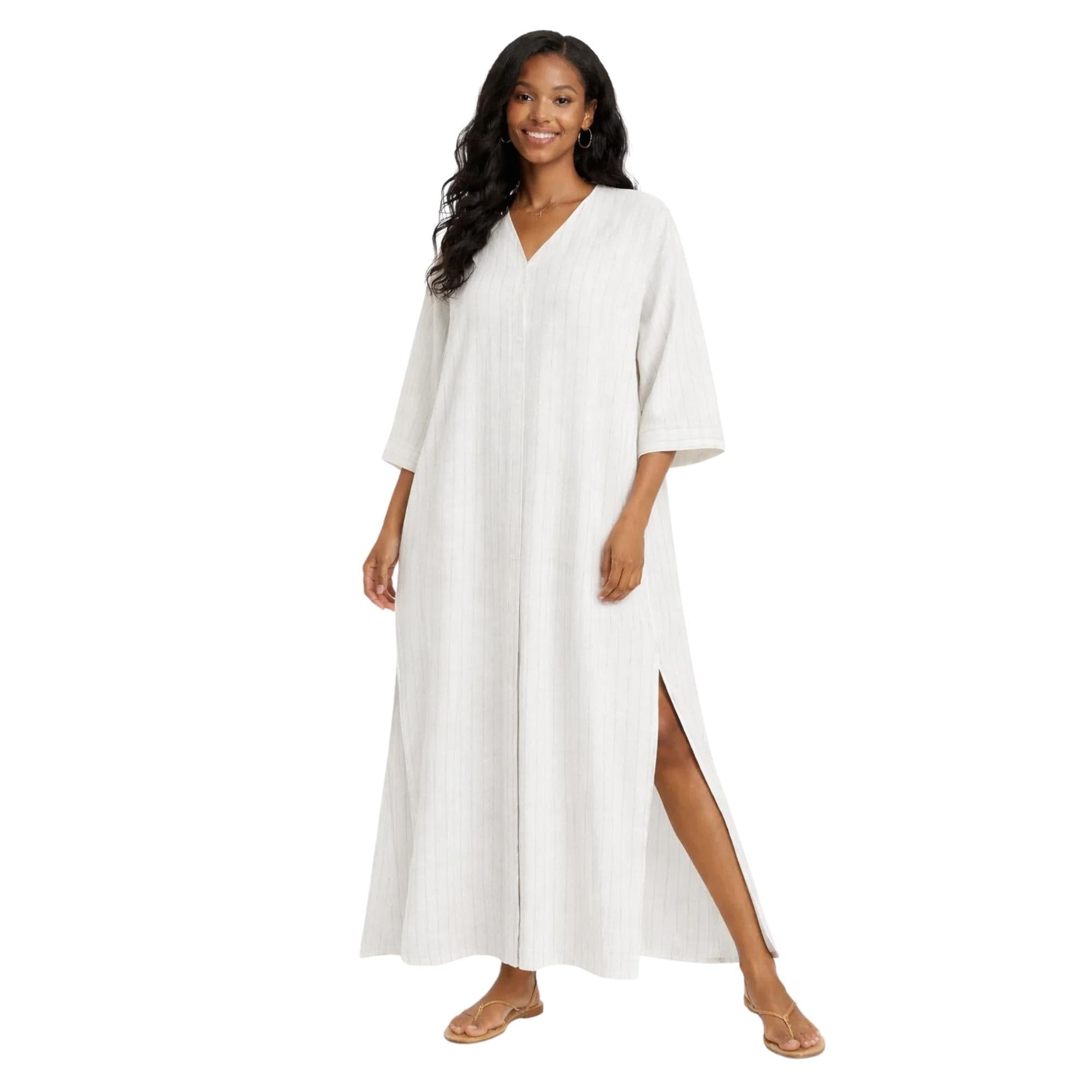 ESSENTIALS5IVE STRIPE LINEN MAXI DRESS (فستان) “MEI”
