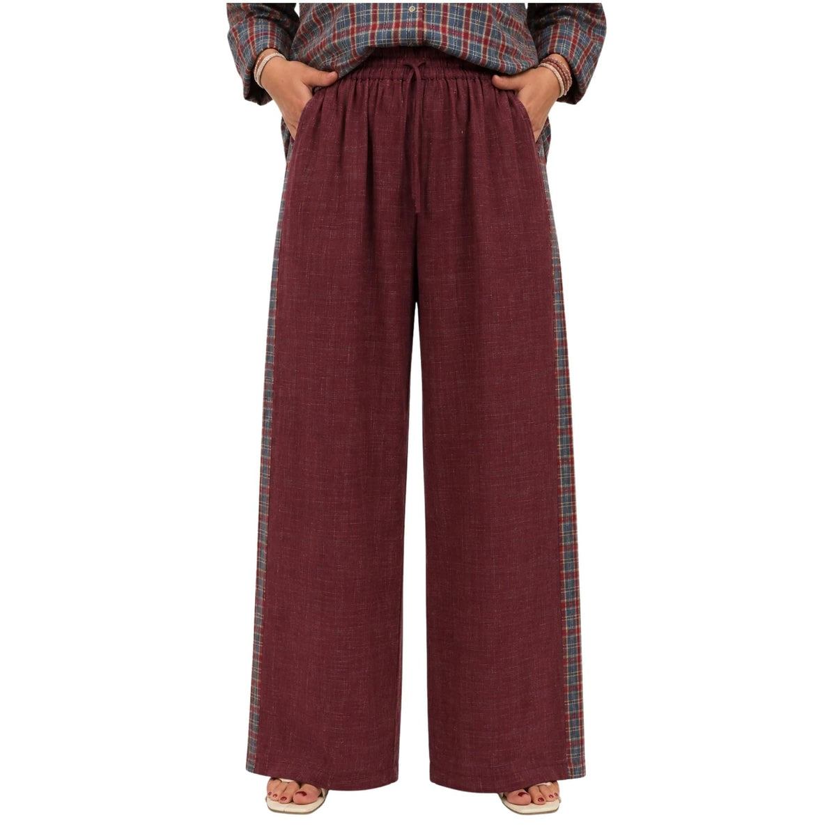 ESSENTIALS5IVE CONTRAST CHECK CO-ORD SET زوج (SHIRT & PANTS قميص وبنطلون) “JANE EYER"