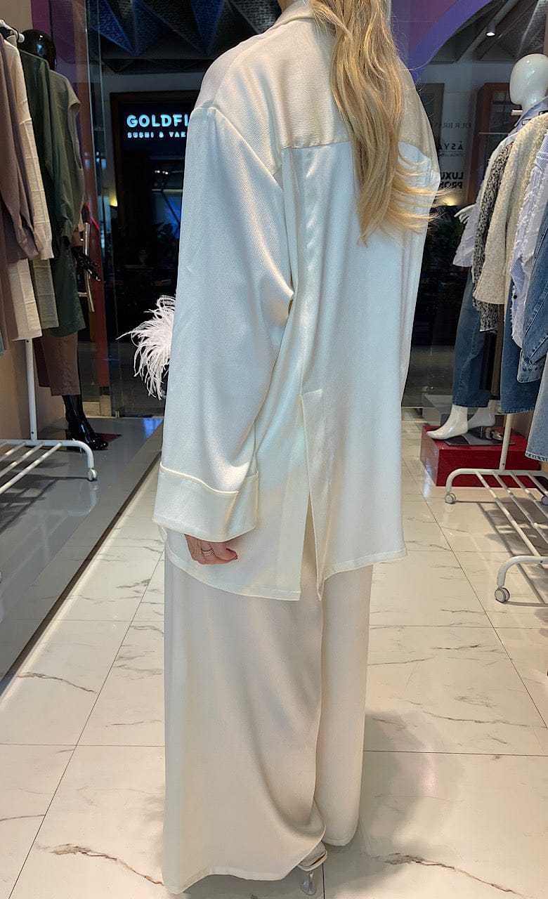 ESSENTIALS5IVE SATIN SET زوج (BLAZER & PANTS قميص وبنطلون) “KAMELIA”