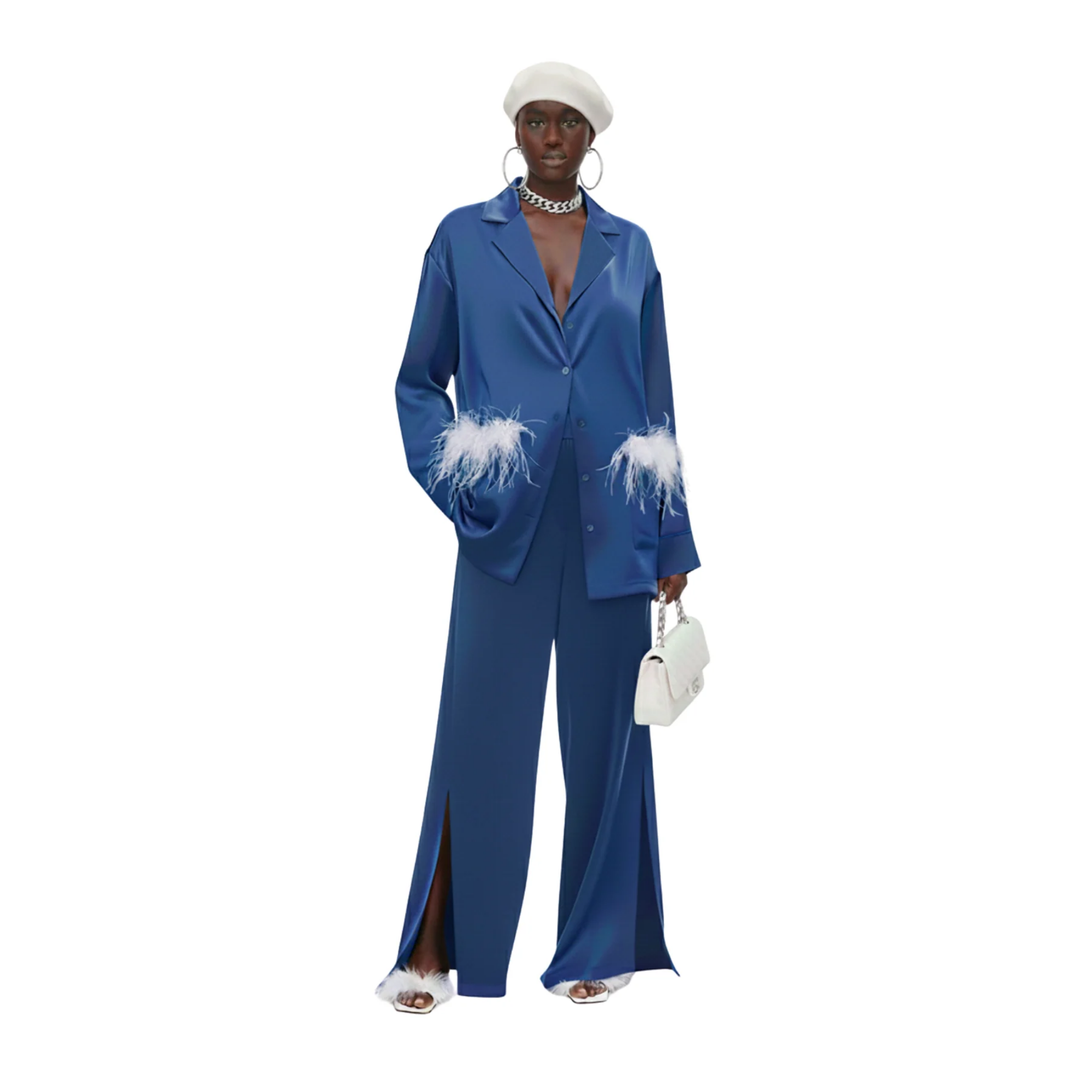 ESSENTIALS5IVE SATIN SET زوج (BLAZER & PANTS قميص وبنطلون) “KAMELIA”