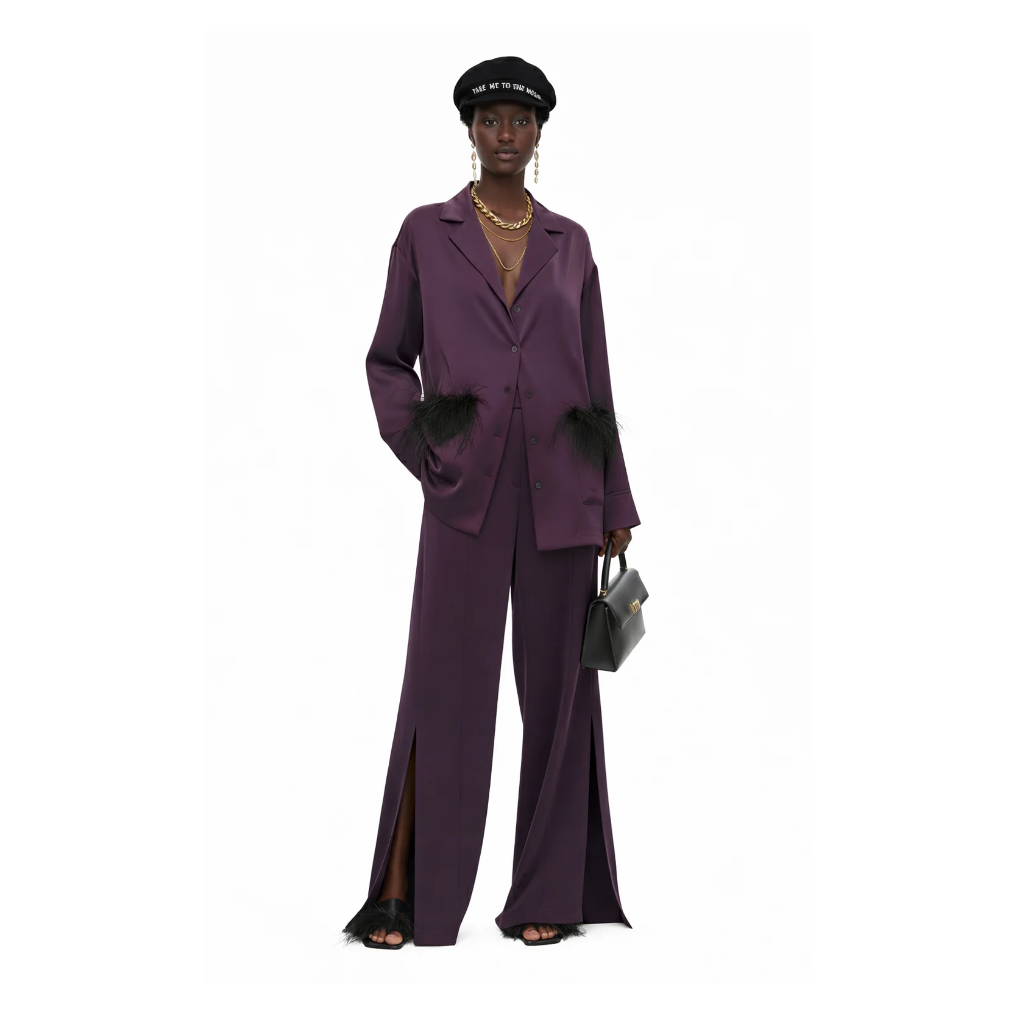 ESSENTIALS5IVE SATIN SET زوج (BLAZER & PANTS قميص وبنطلون) “KAMELIA”