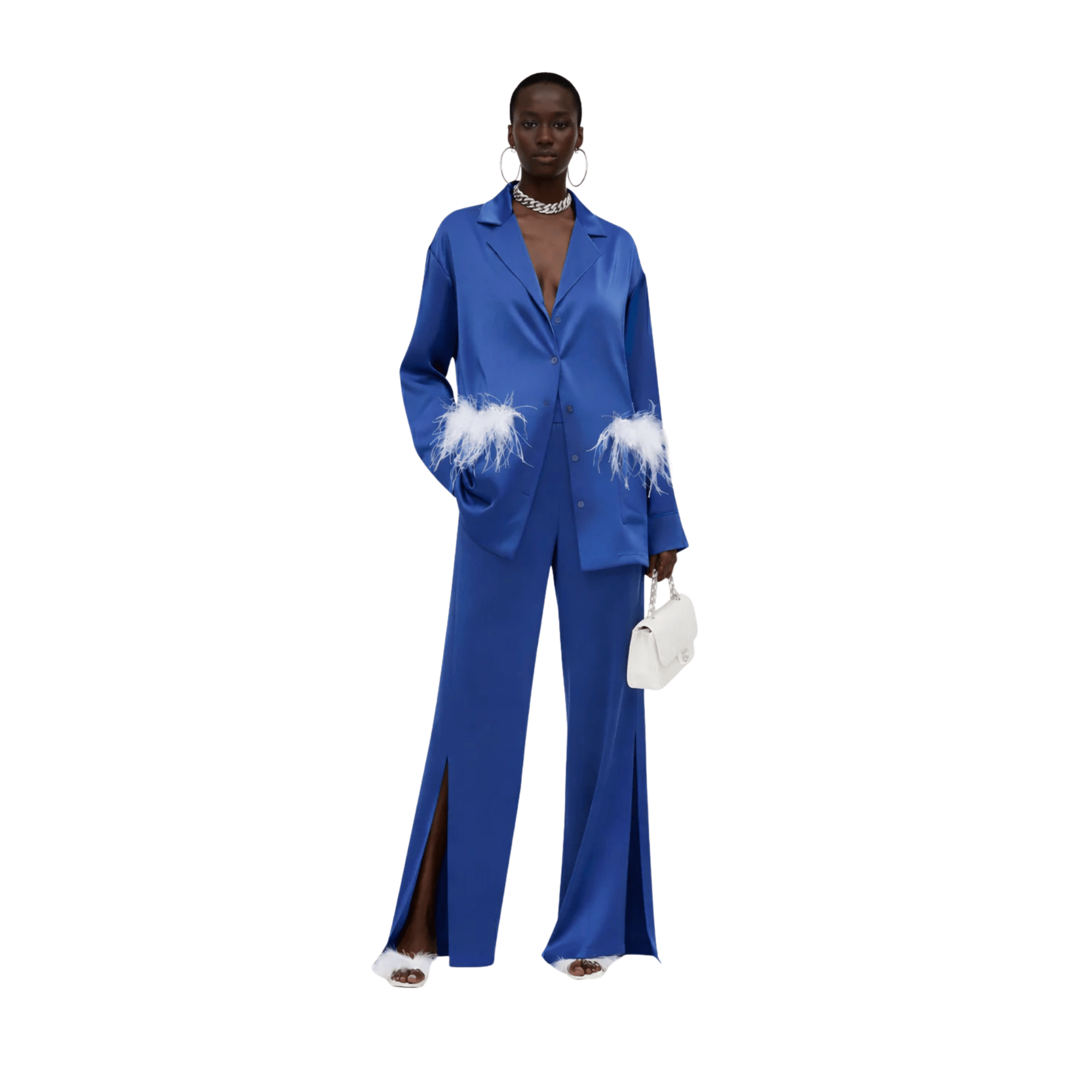 ESSENTIALS5IVE SATIN SET زوج (BLAZER & PANTS قميص وبنطلون) “KAMELIA”