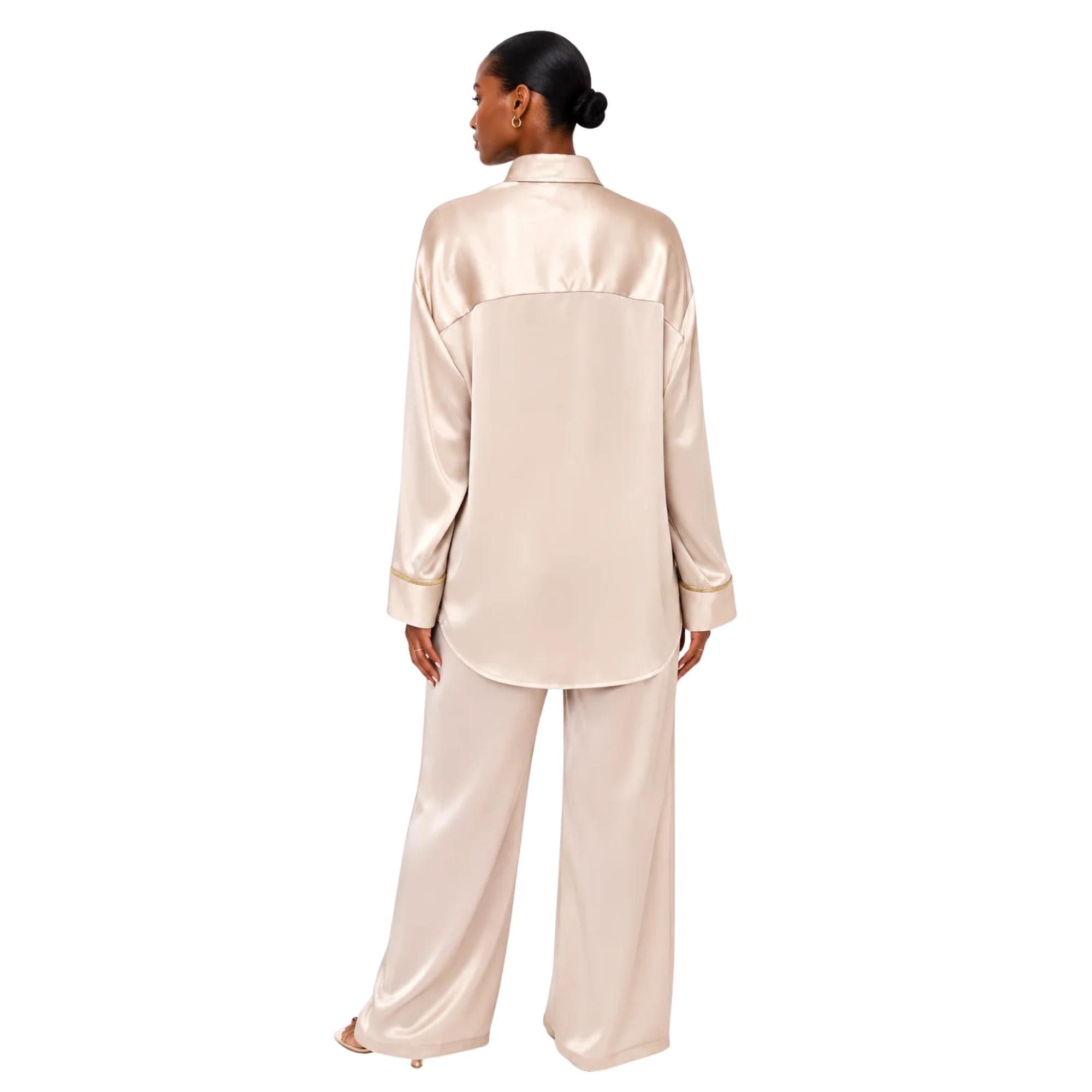 SILKY LUXE 2-PIECE SET زوج (SHIRT & TROUSERS قميص وبنطلون) “MORGANITE”