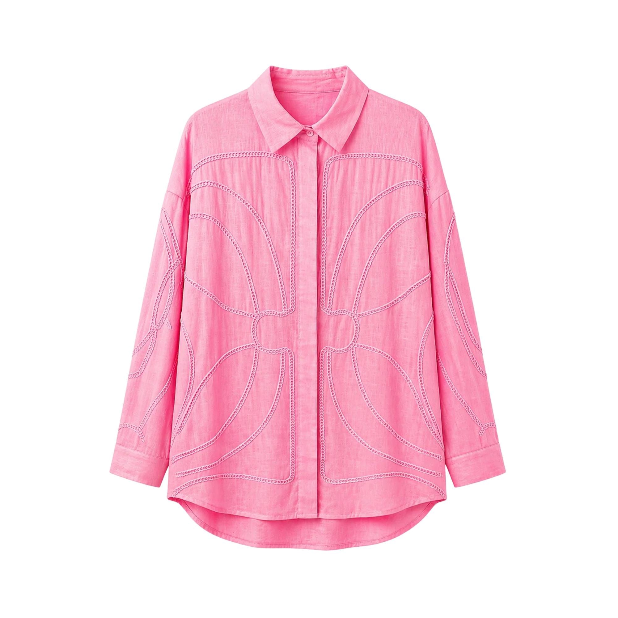 ESSENTIALS5IVE THREAD FLOW LINEN CO-ORD SET زوج (SHIRT & PANTS قميص وبنطلون) “MINA"