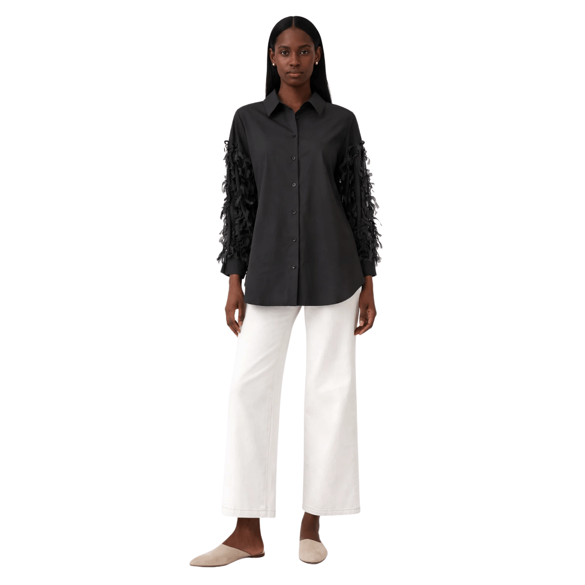 ESSENTIALS5IVE OVERSIZED SLEEVE’S FRINGE SHIRT (فستان)"NELLY"