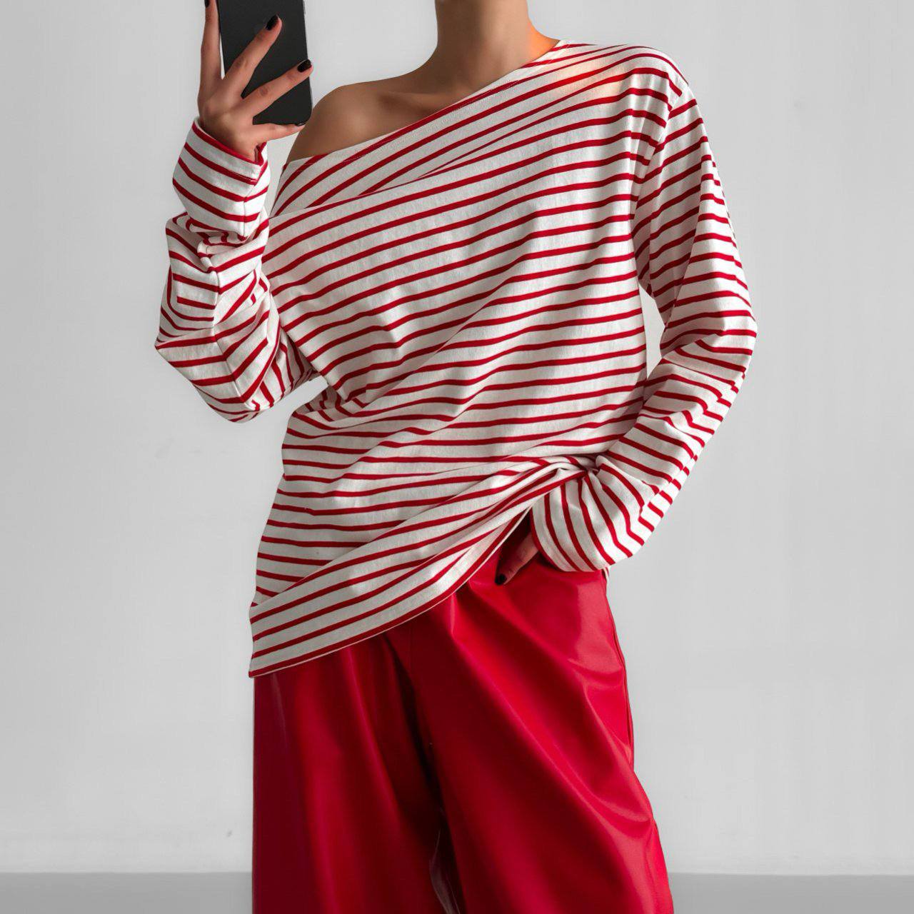 ESSENTIALS5IVE ELASTICATED WAIST BALOON LEATHER PANTS(بنطلون)