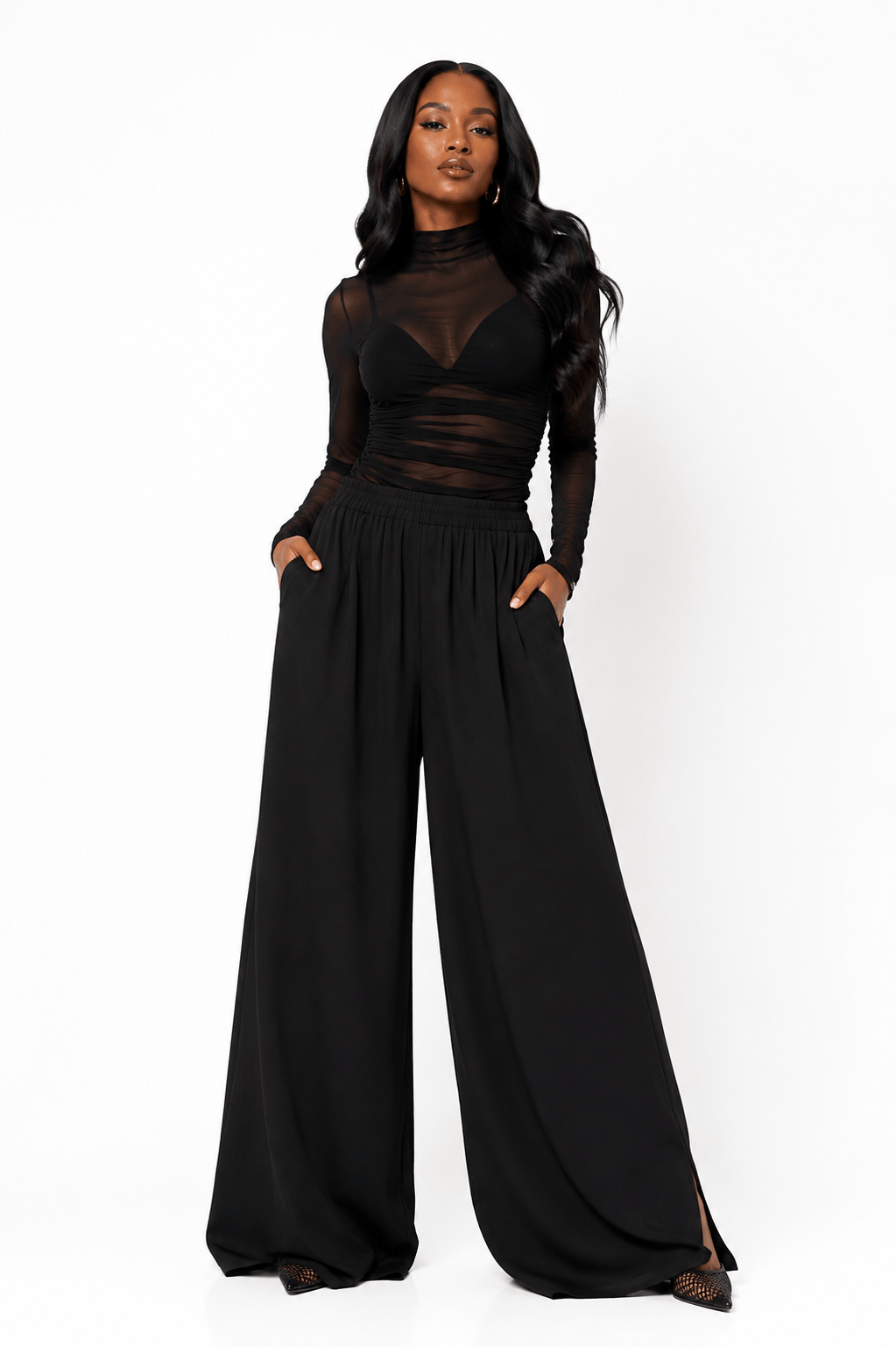ESSENTIALS5IVE SIDE BUTTON GATHERED-WAIST TROUSERS بنطلون “OPAL”