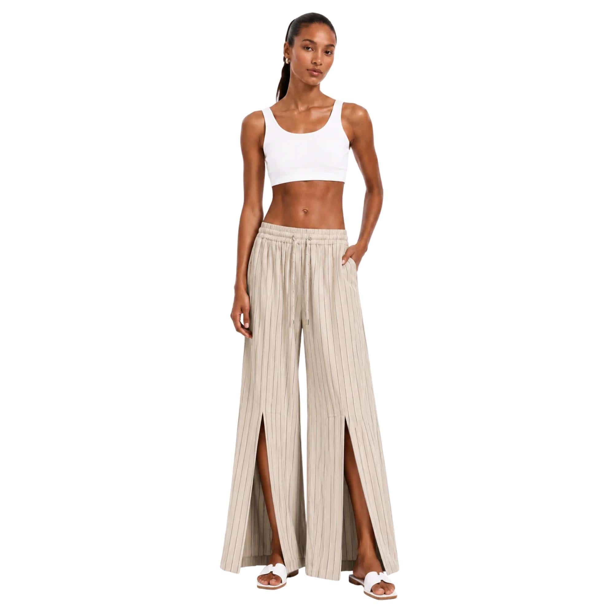 STRIPED FRONT PLEATED PALAZZO TROUSERS بنطلون “KAMELIA”