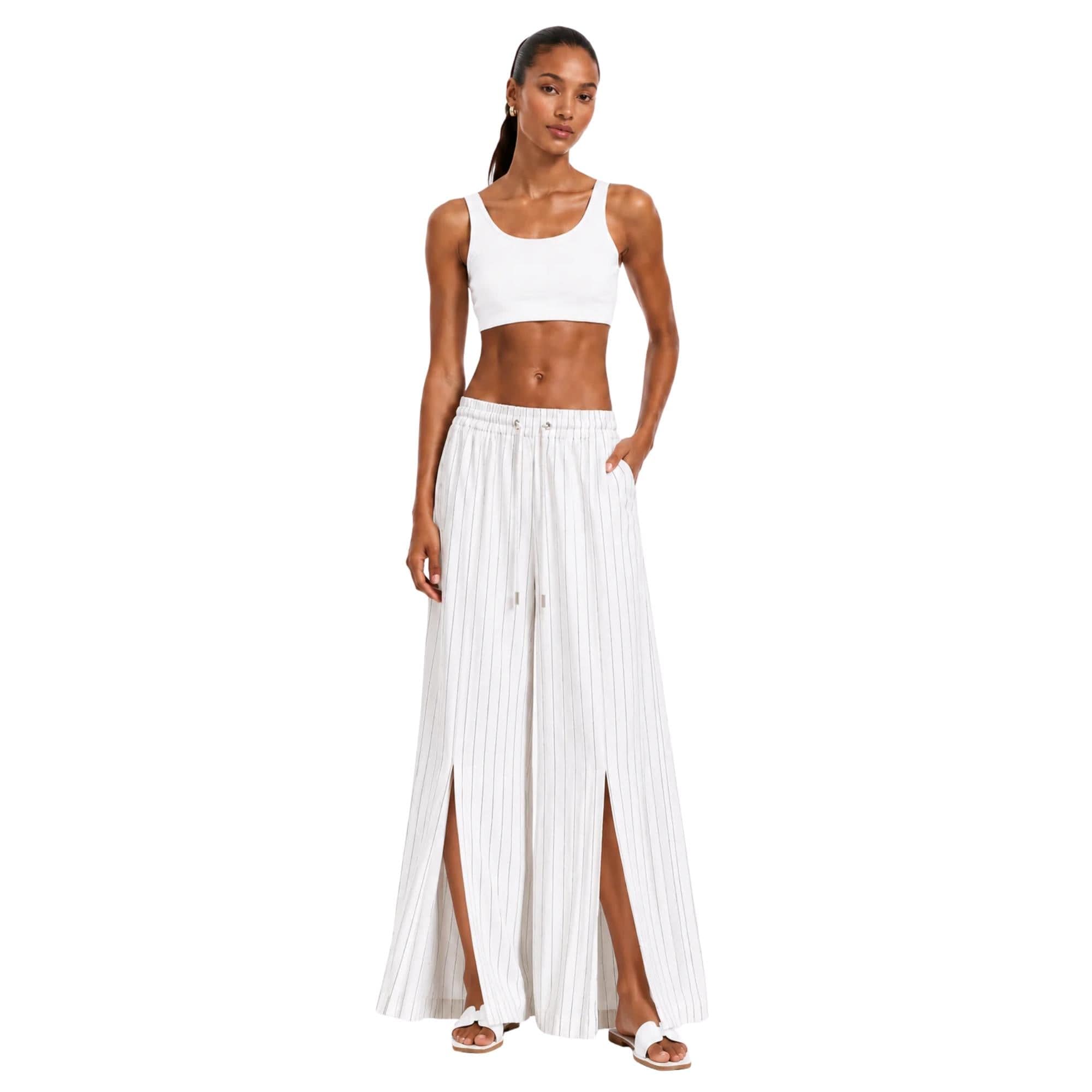 STRIPED FRONT PLEATED PALAZZO TROUSERS بنطلون “KAMELIA”