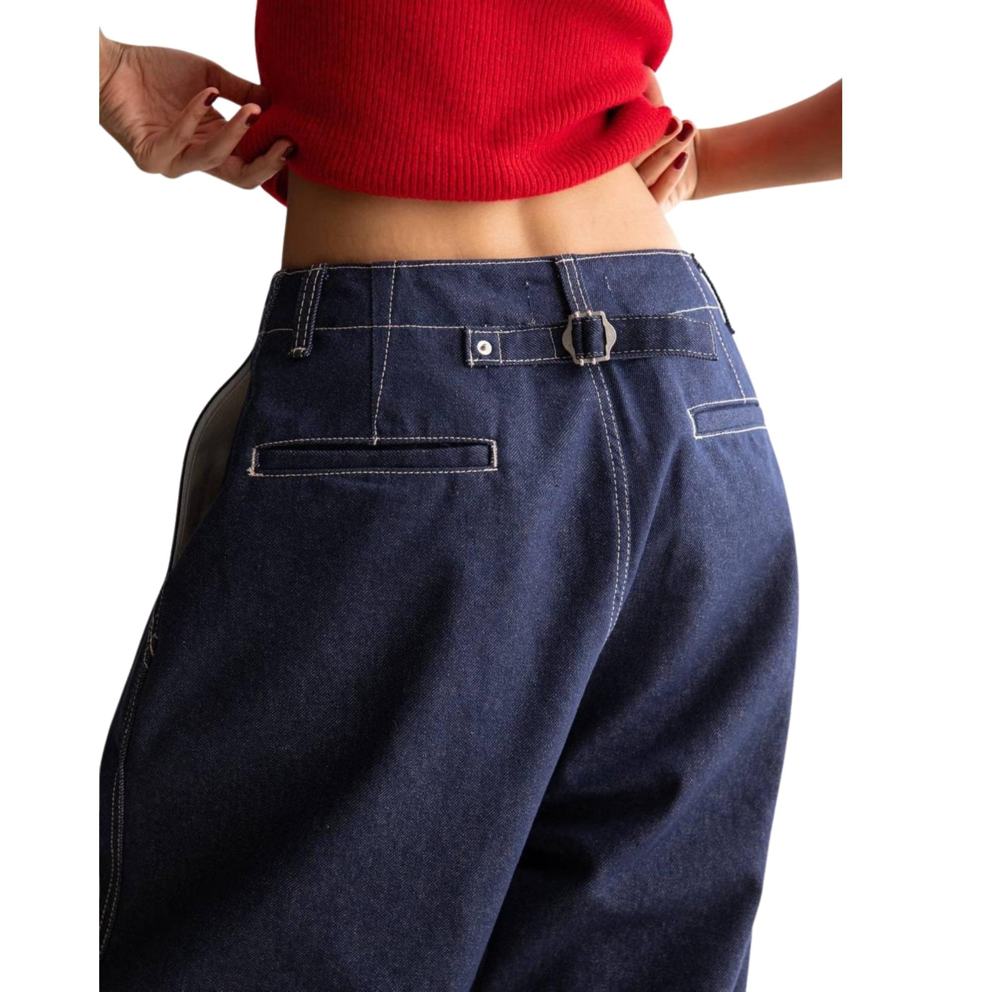 ESSENTIALS5IVE WASHED BLUE TROUSERS (بنطلون)