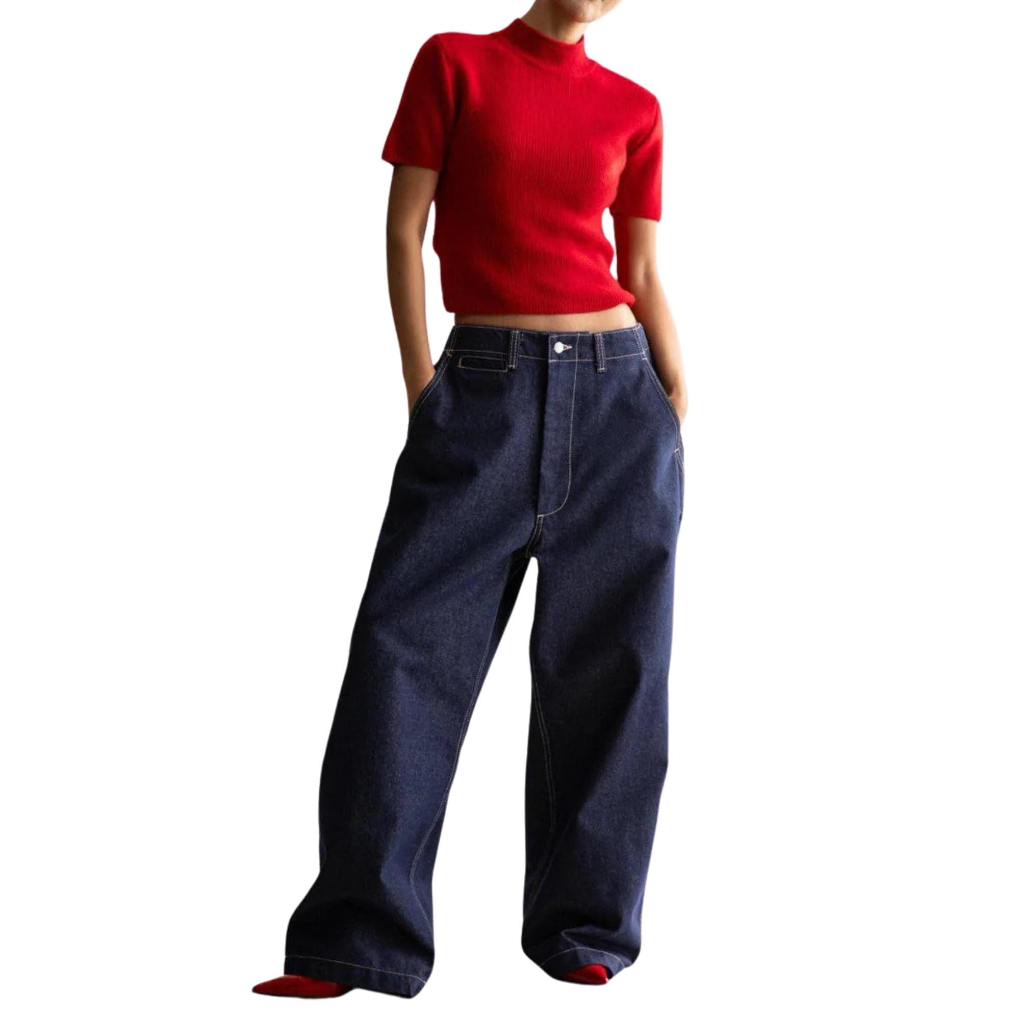 ESSENTIALS5IVE WASHED BLUE TROUSERS (بنطلون)