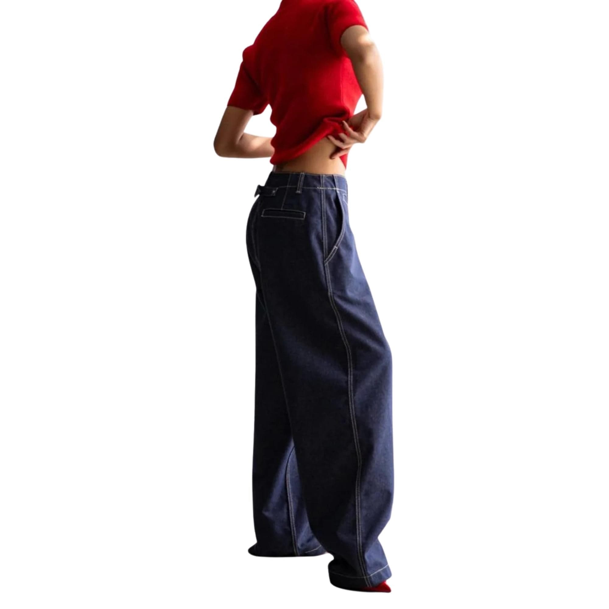 ESSENTIALS5IVE WASHED BLUE TROUSERS (بنطلون)