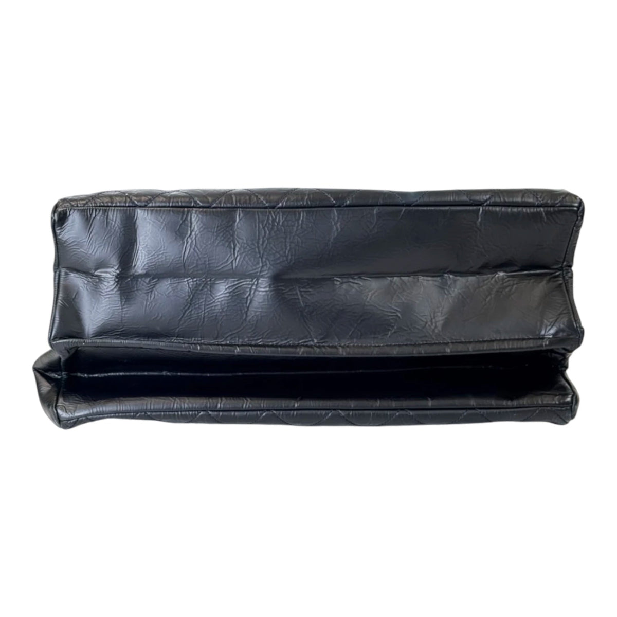 Chanel Black Shiny Leather Shopping Tote Bag