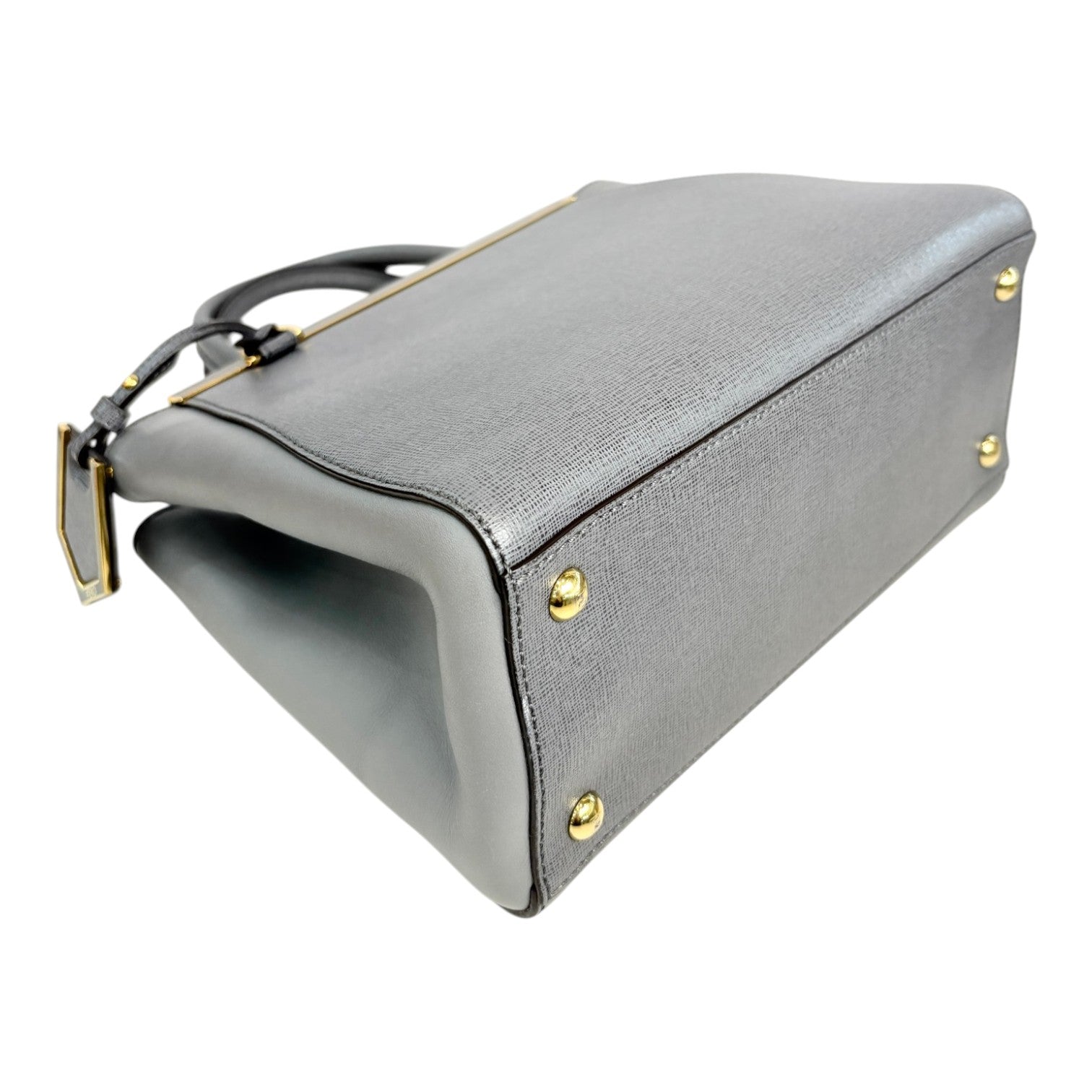 Fendi Petite 2Jours Vitello Elite Tote Grey Bag