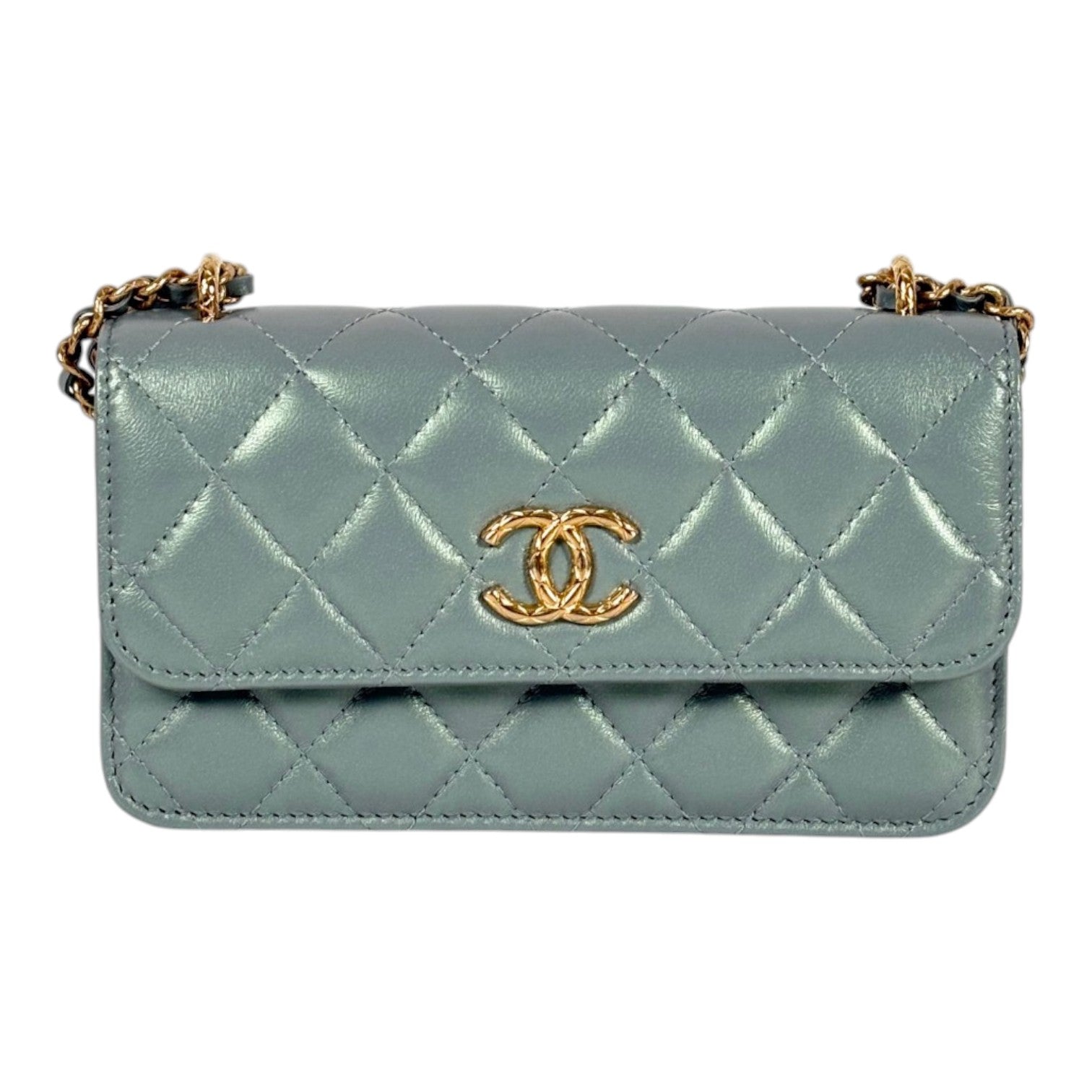 Chanel Light Green WOC in Lambskin Bag