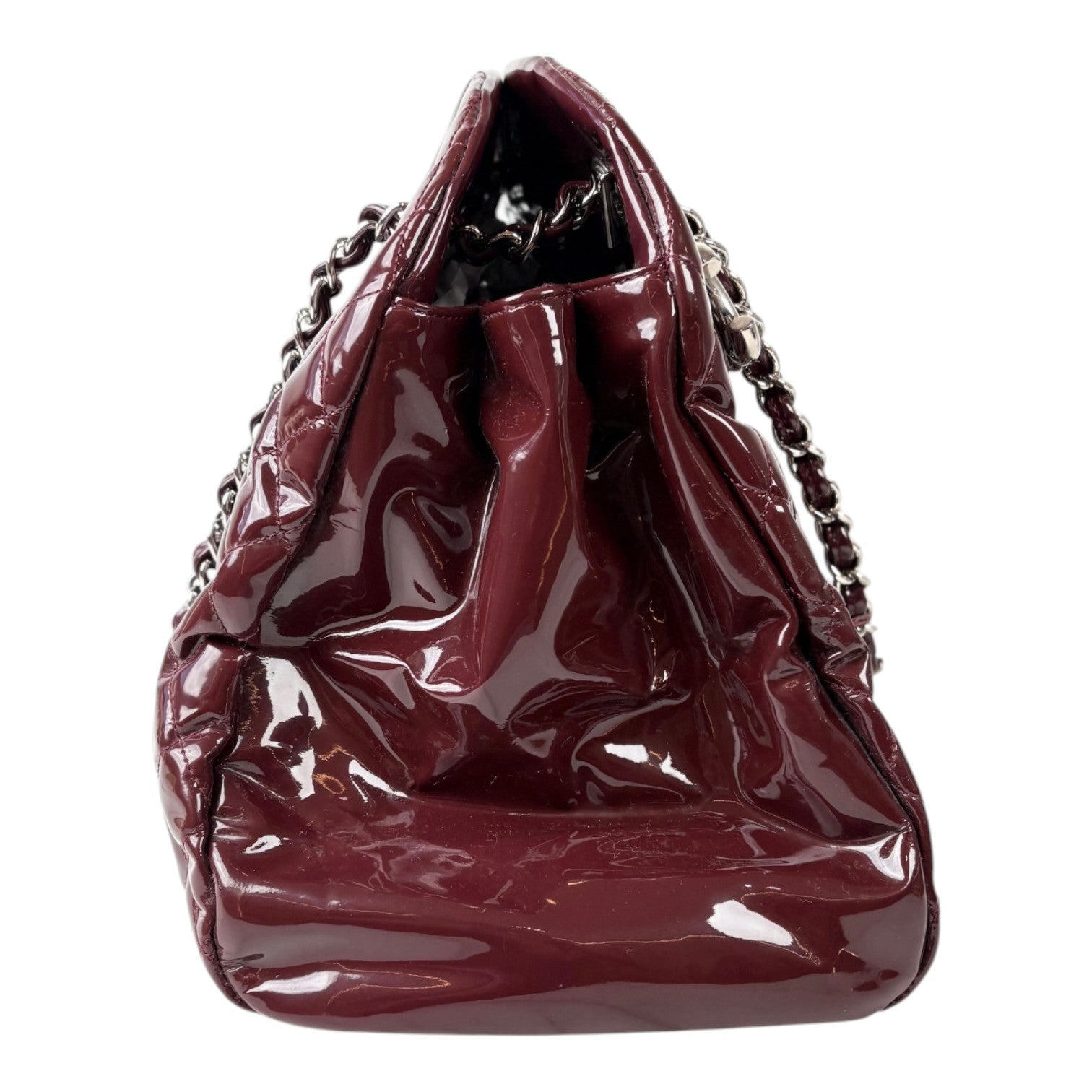 Chanel Patent Burgundy Mademoiselle Bowling Bag