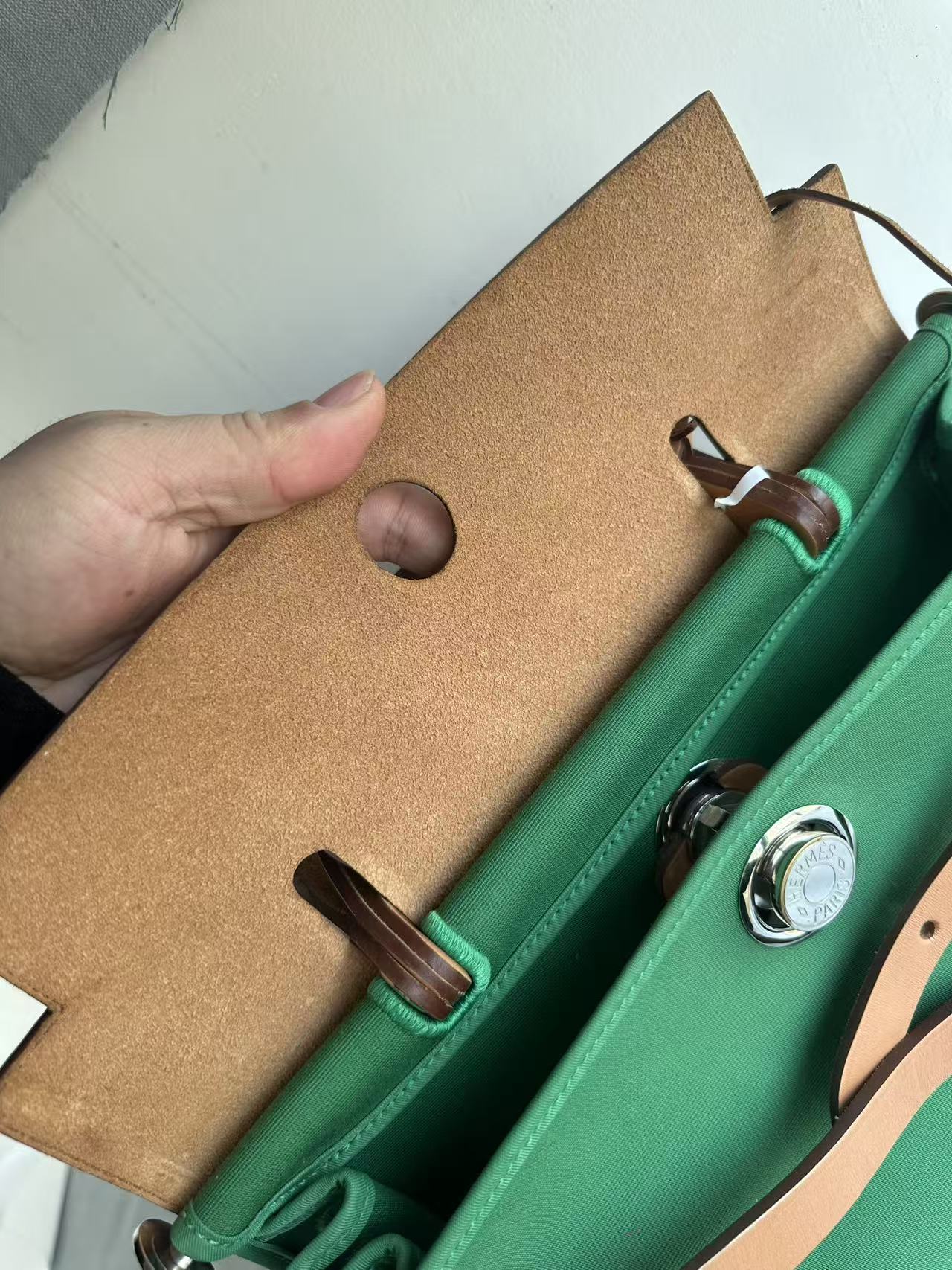 Hermès green herbag31 good condition stamp X