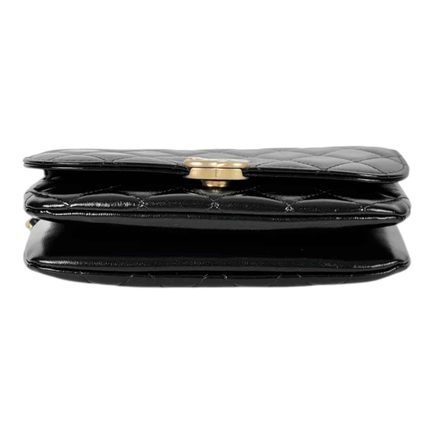 Chanel Black Calfskin Chain Bag with Gold Hardware Logo CC