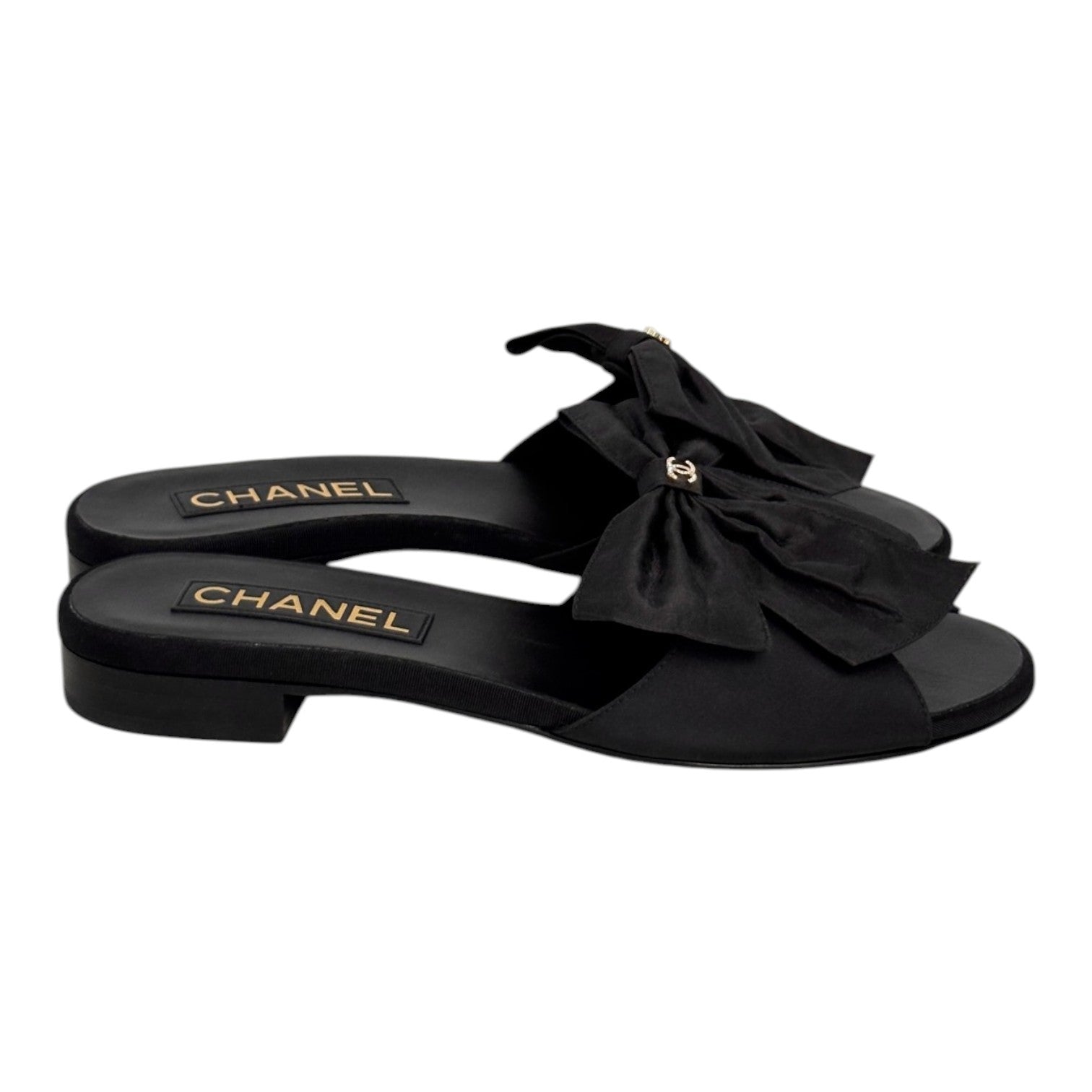 Chanel Black Bow Sandals Size 37C