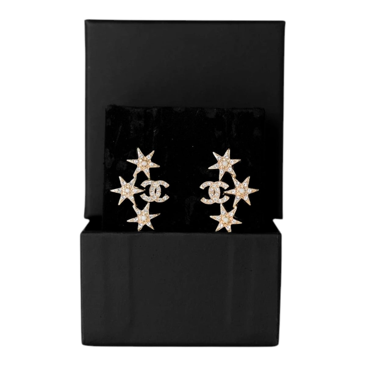 Chanel Star CC Logo Stud Earrings - in box