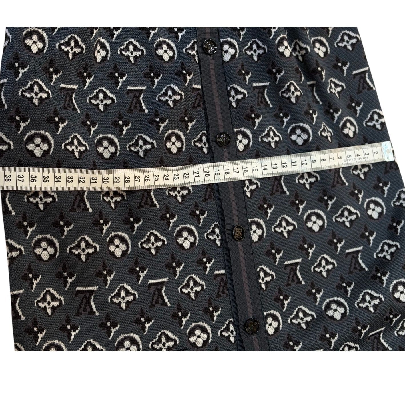Louis Vuitton Grey Silk Monogram Shadow Jacquard Cardigan - Size M