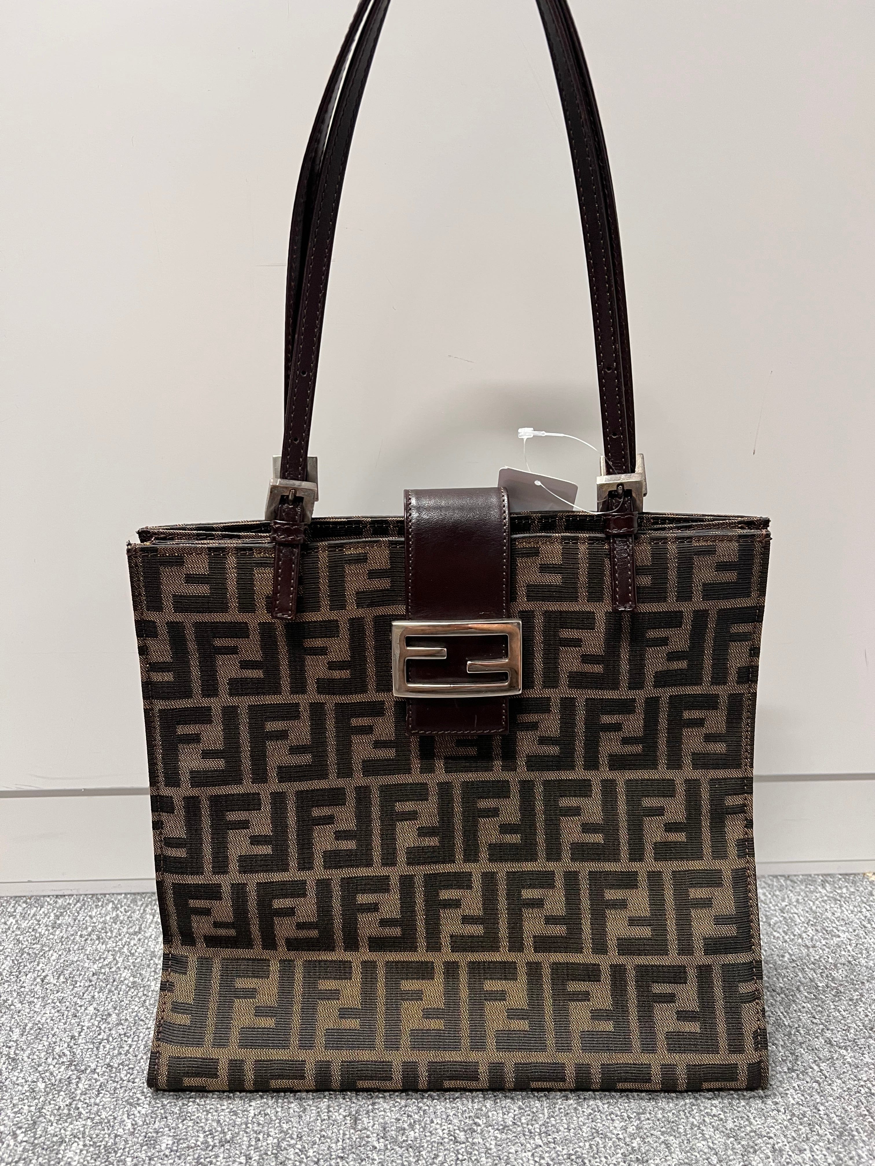 FENDI FENDI Canvas×Leather Brown Zucca Tote Bag B09034DFHA