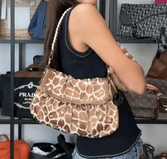 Fendi IB26040026 Fendi Chef Flap Medi Beige Animal Print Canvas