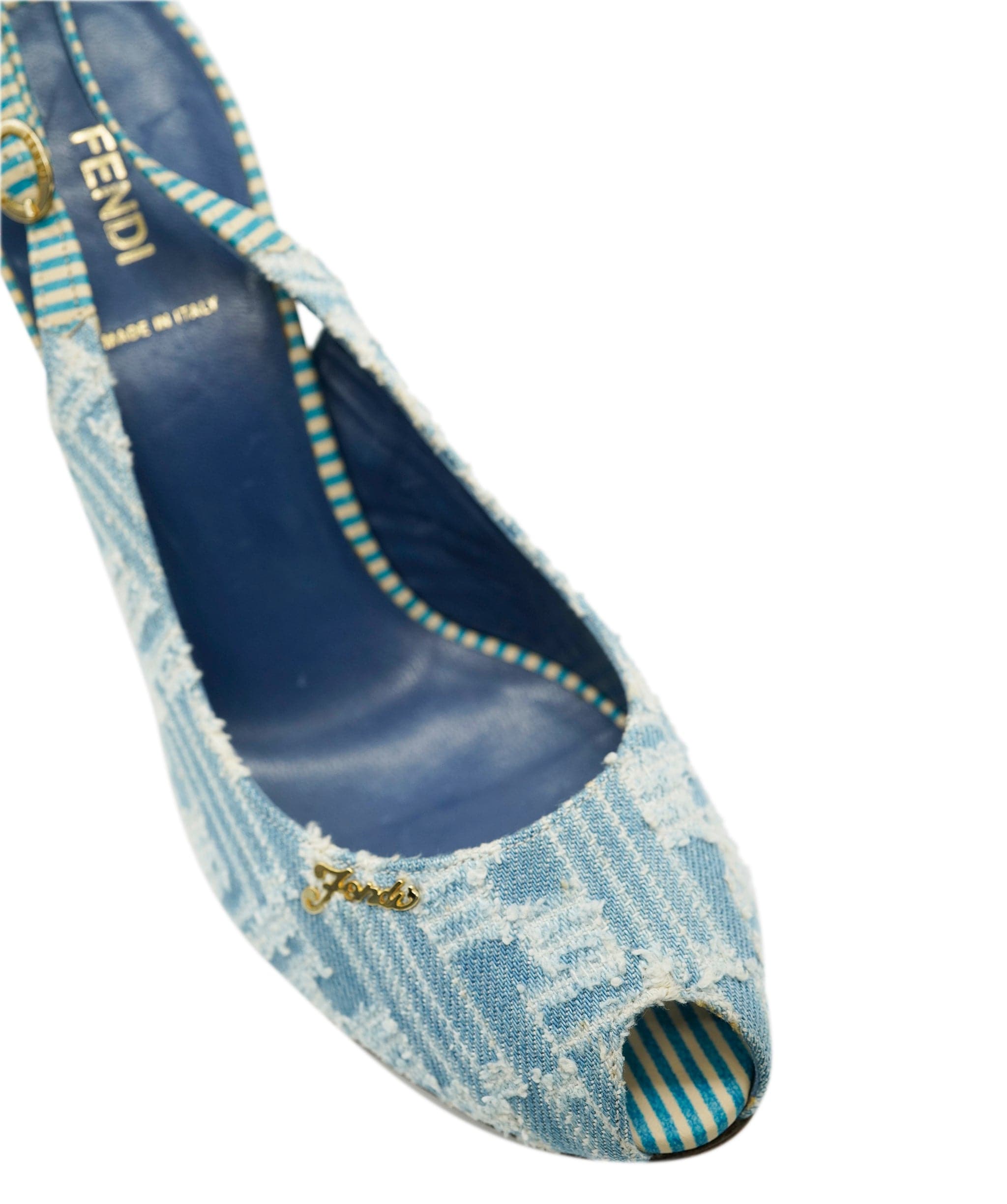 Fendi Fendi Denim Logo Wedge Heels - size 39 ALC2219